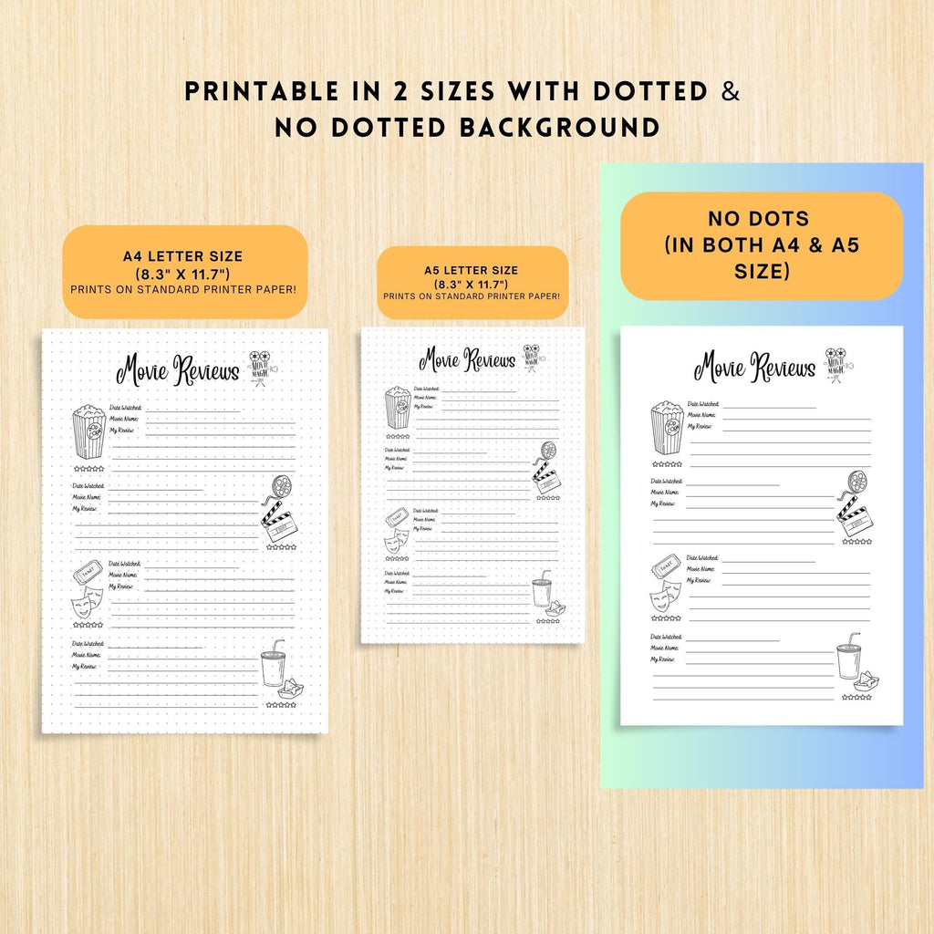 A5 Printable — Movie Review PRINTABLE, Movie Review Log, Film Review Worksheet, Watch, Rate & Review, Filla... | Bloom Joyfully printable