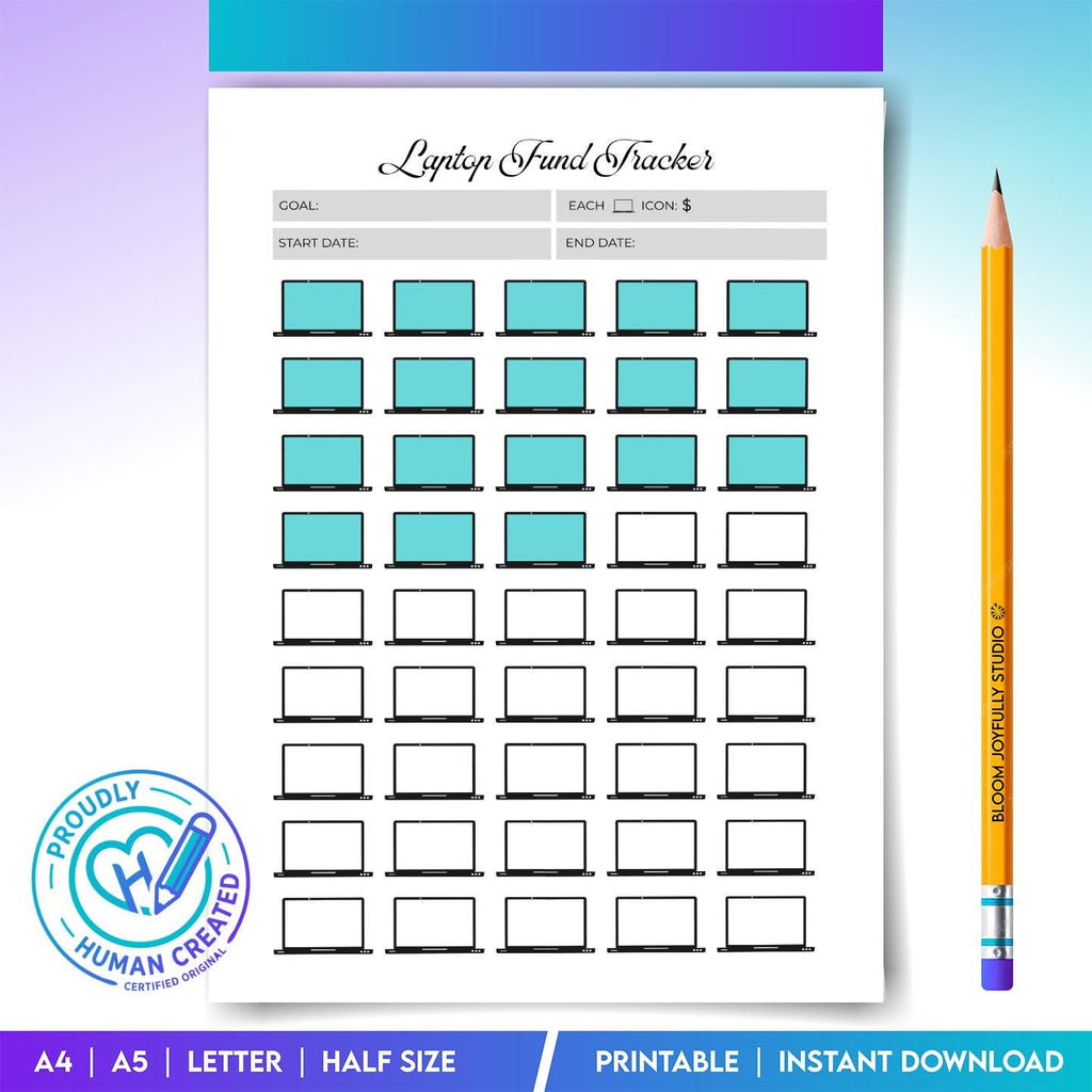 Budget Planner — Laptop Fund Tracker PRINTABLE, Laptop Savings Tracker, Tech Savings Planner, Savings Goal ... | Bloom Joyfully printable