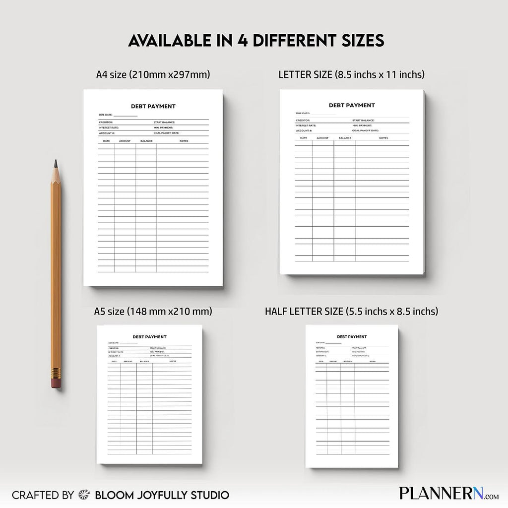 Bill Payment Tracker — Debt Tracker Printable, Monthly Debt Payment Log, Bill & Loan Payoff Planner, Instan... | Bloom Joyfully printable