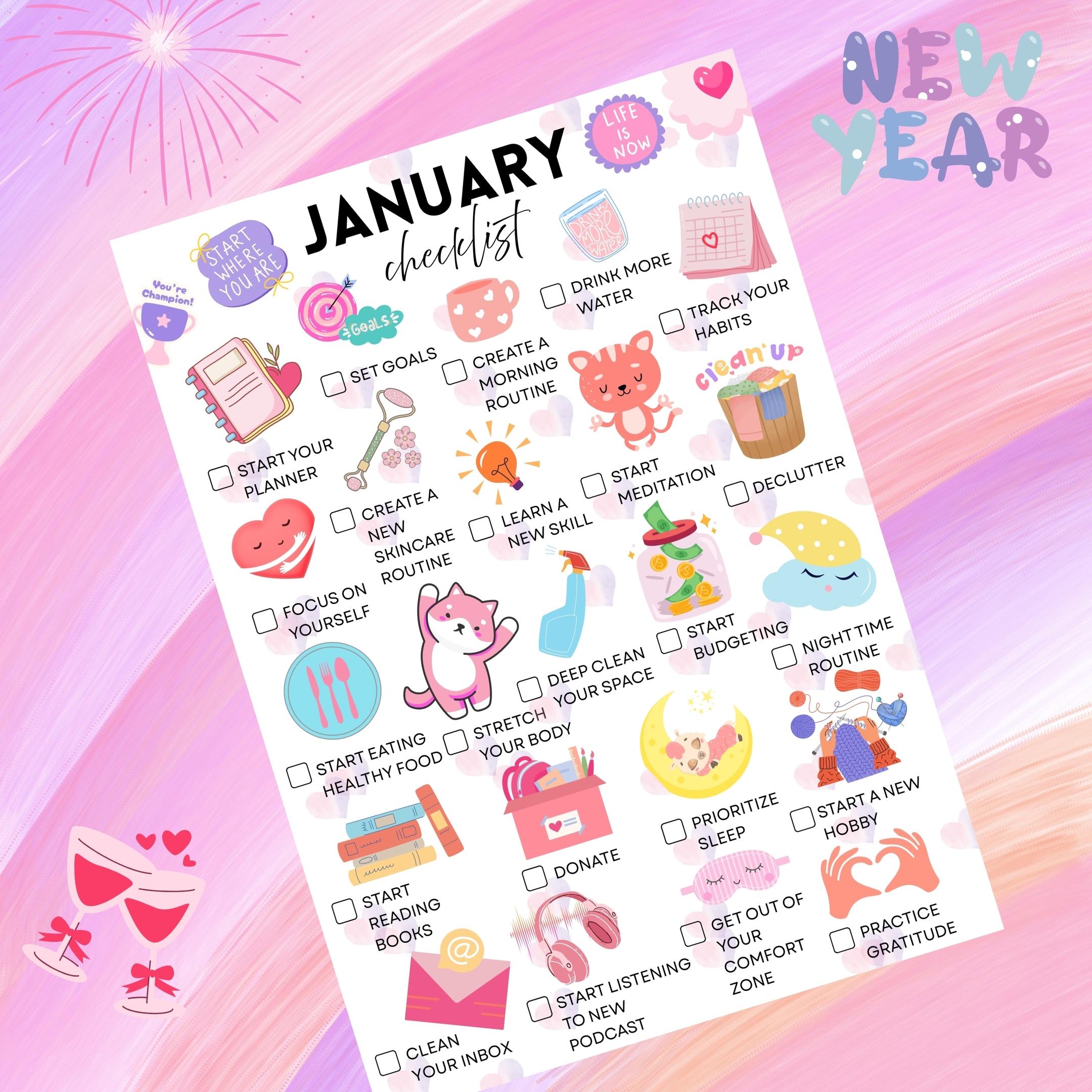 2026 Big Journal — January Checklist PRINTABLE, New Year Reset Planner, January Monthly Checklist, A4 & A5 ... | Bloom Joyfully printable