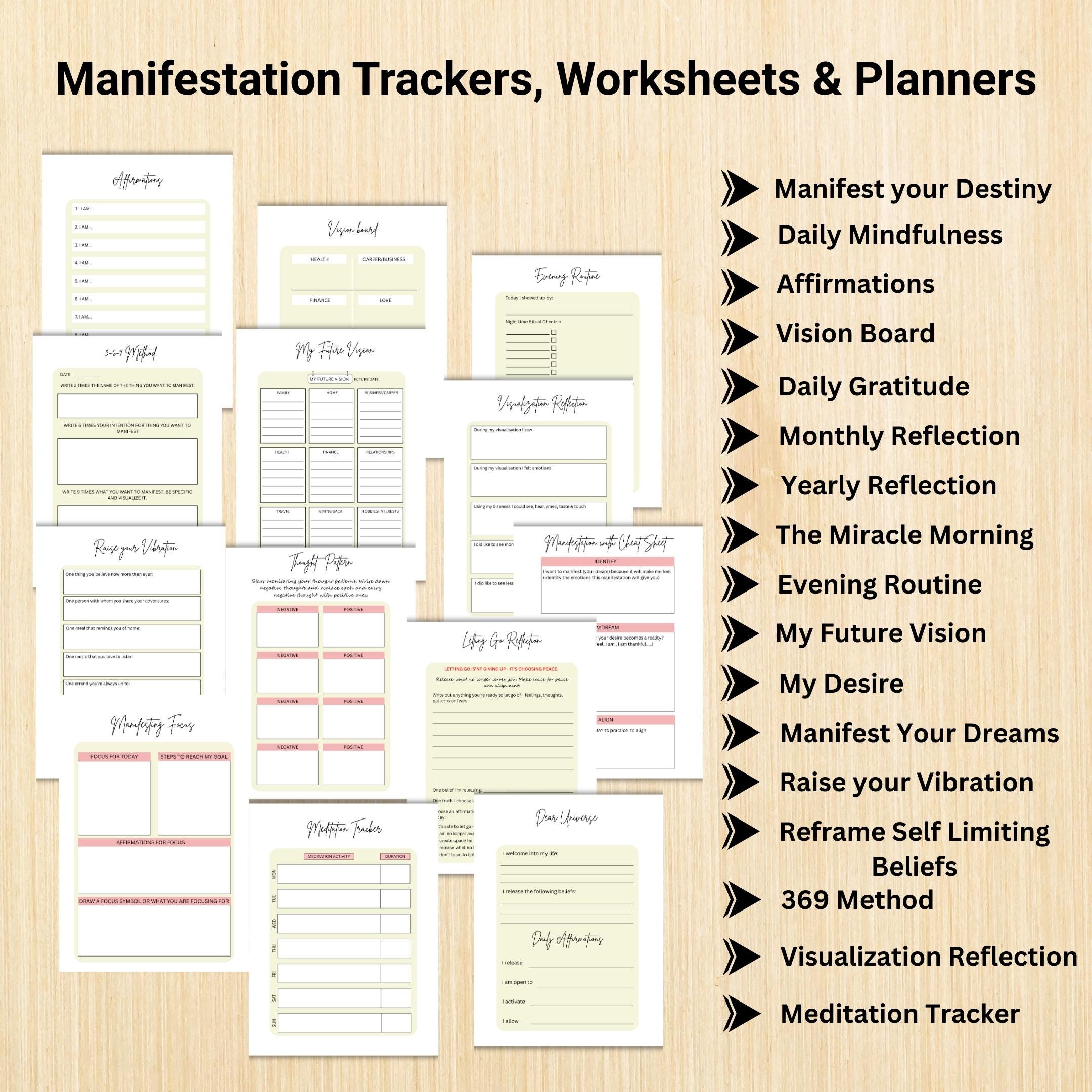 2026 Planner — MANIFESTATION JOURNAL Printable, Vision Board, Law of Attraction, Gratitude, Digital Journal... | Mindfulness printable