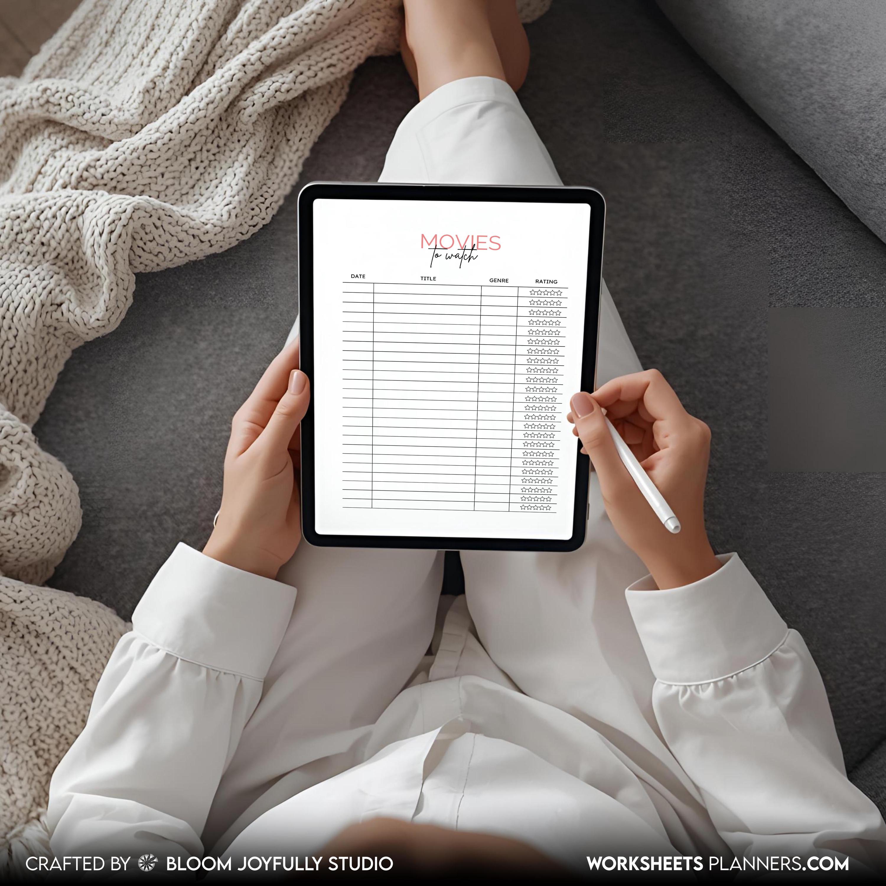 A5 Printable — Movie Review PRINTABLE, Movie Review Log, Movie Night, Movie Review Page, Watch & Rate Films... | Bloom Joyfully printable
