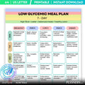 Low Glycemic 7 Day Meal Plan Printable, Low GI Diet Plan, Blood Sugar Friendly Menu, Low Glycemic Grocery L... | Nutri Track printable