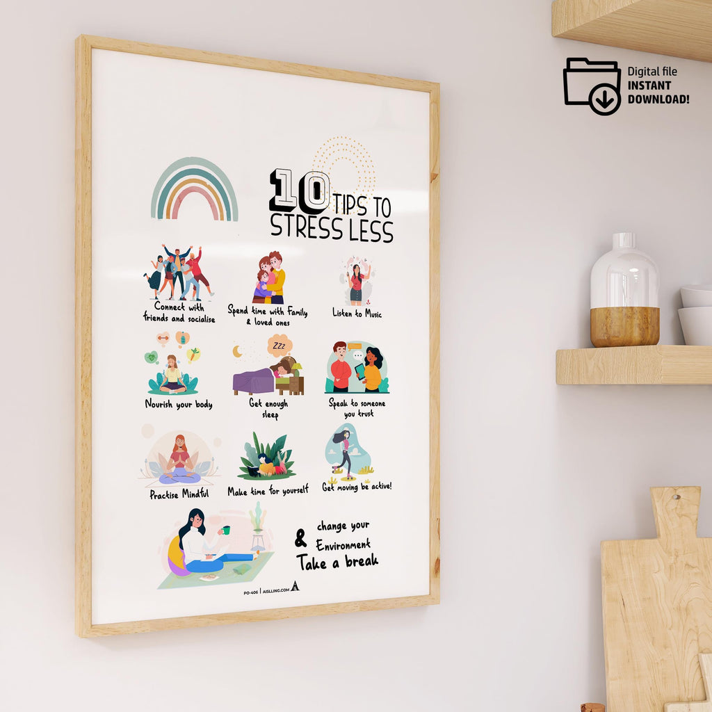 Adhd Worksheets — Set of 6 Prints, Therapist Office Decor Posters Mental Health Art Print Bundle (Digital D... | Mindfulness printable