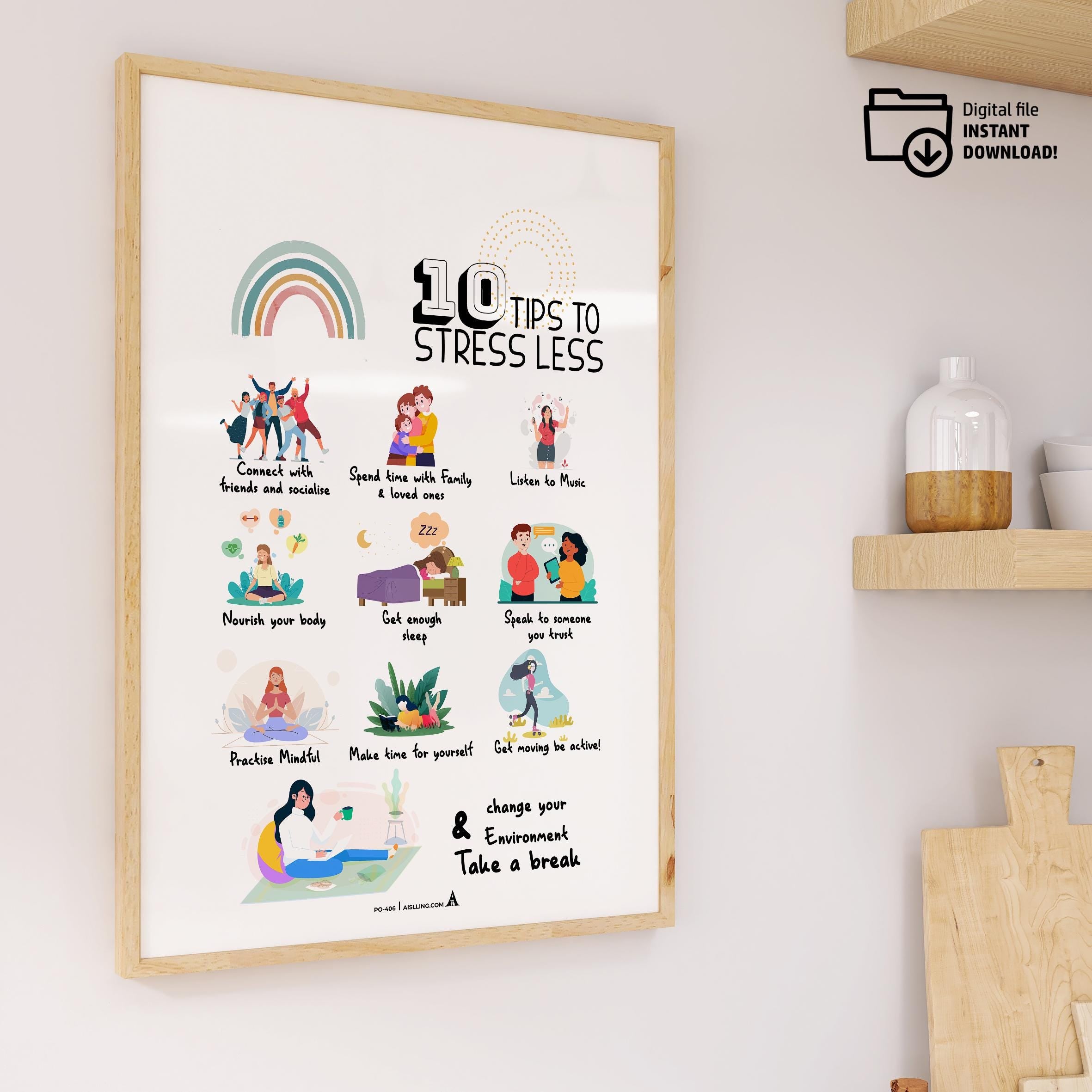 Adhd Worksheets — Set of 6 Prints, Therapist Office Decor Posters Mental Health Art Print Bundle (Digital D... | Mindfulness printable