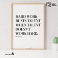 Aislling — Motivational Wall Art Home, Office, or Sports Room, Sports Art Tim Notke Quote "Hard Work Beats ... | Aislling printable