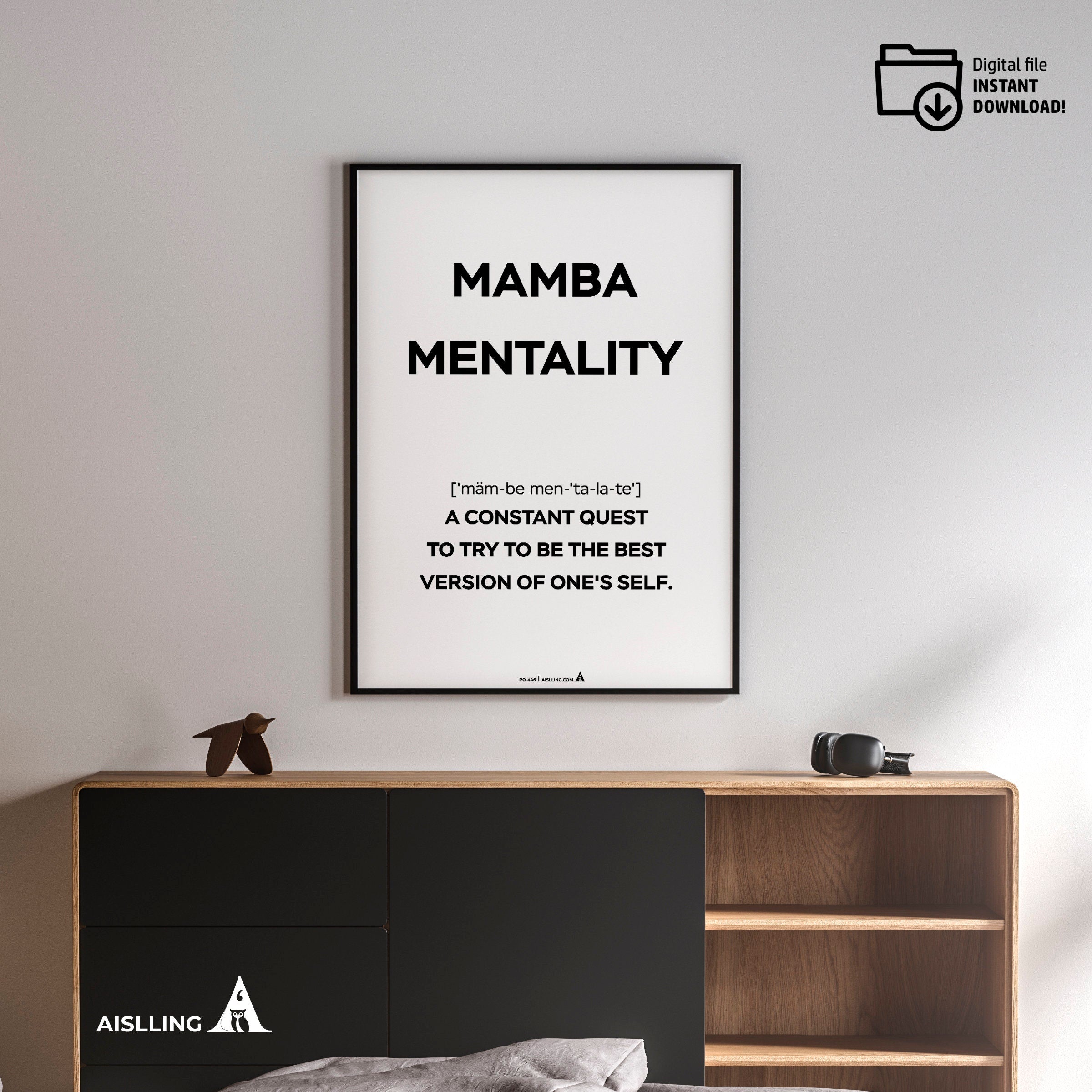 Aislling — Mamba Mentality Art Print, Kobe Bryant Inspirational Wall Decor, Motivational Quote Poster, Bask... | Aislling printable