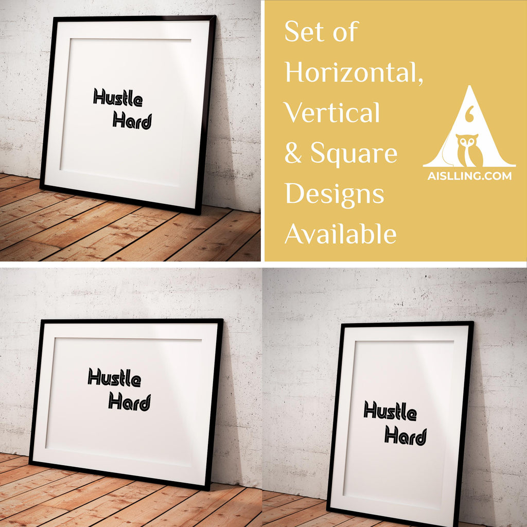 Boho Typography Wall — Hustle Hard Printable Wall Art, Motivational Quote Poster, Pastel Affirmation Print,... | Mindfulness printable