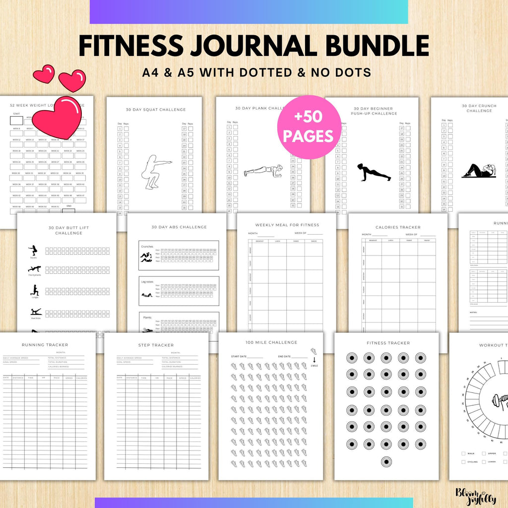Daily Fitness Plan — FITNESS Tracker Printable Bundle, Health & Workout Planner, Fitness Tracker Kit, Worko... | Nutri Track printable