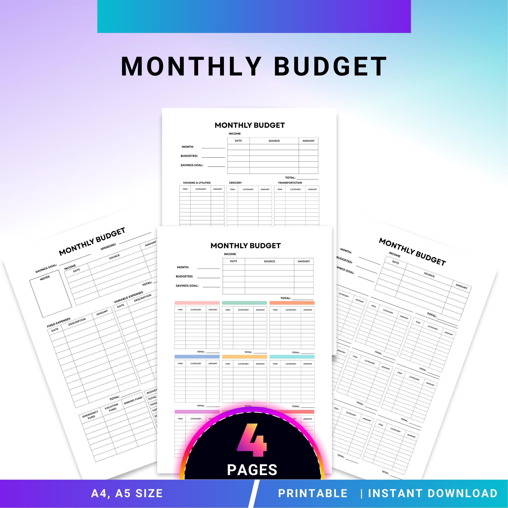 Bills Tracker — Monthly Budget Planner PRINTABLE, Expense Tracker Worksheet, Personal Finance Organizer, In... | Bloom Joyfully printable