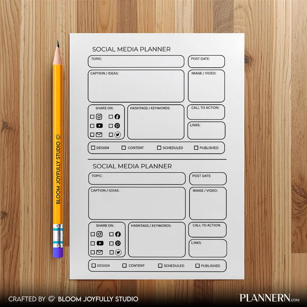 Analytics Tracker — Social Media Planner PRINTABLE, Content Planner for Instagram, Youtube, TikTok, Pintere... | Bloom Joyfully printable