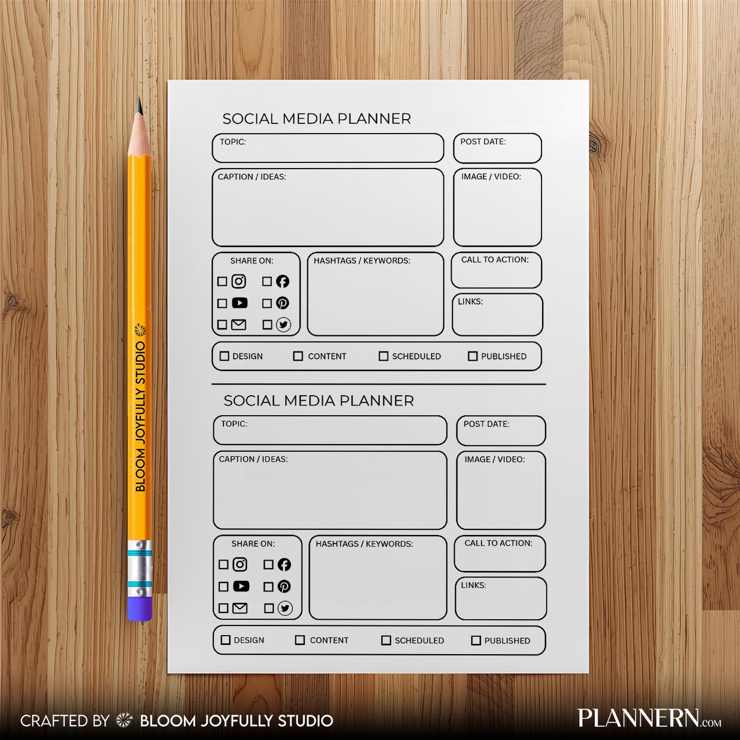 Analytics Tracker — Social Media Planner PRINTABLE, Content Planner for Instagram, Youtube, TikTok, Pintere... | Bloom Joyfully printable
