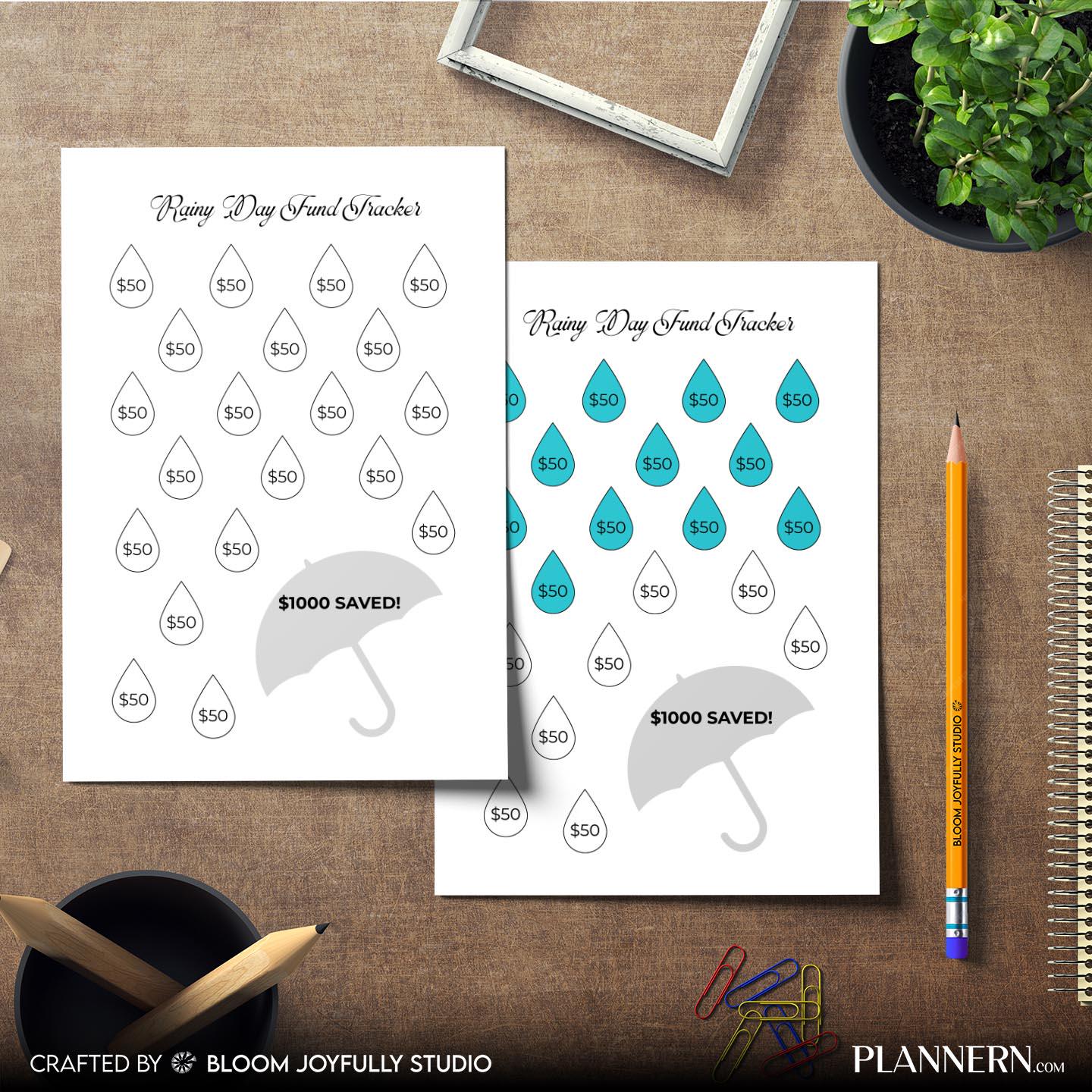 Budget Printable — Rainy Day Savings Tracker PRINTABLE, Emergency Savings tracker, Savings Goal Planner, Bu... | Bloom Joyfully printable