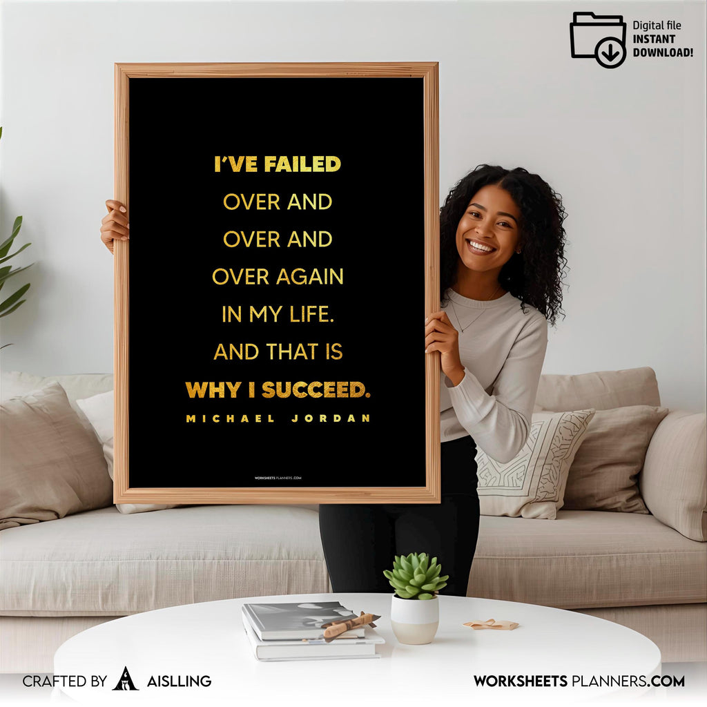Aislling — Michael Jordan Quotes Digital Printable Wall Art Inspirational Quotes Jordan Mentality Poster Ba... | Aislling printable