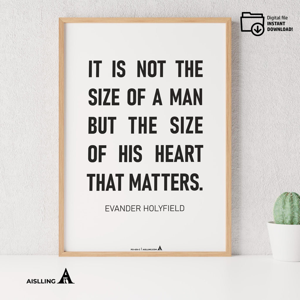 Aislling — Inspirational Quote Wall Art for Boys Room, "It's Not the Size of a Man", Black & White Printabl... | Aislling printable