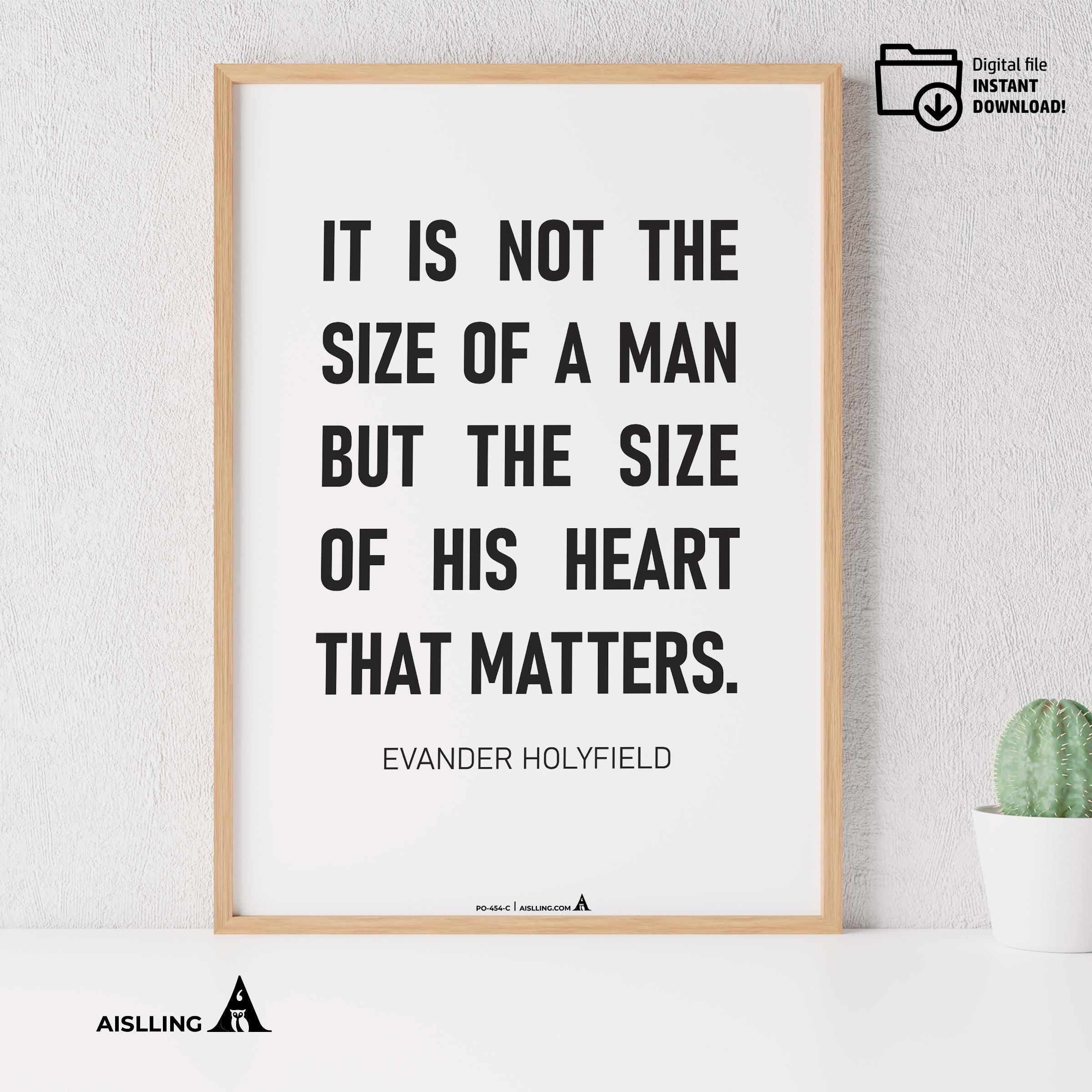 Aislling — Inspirational Quote Wall Art for Boys Room, "It's Not the Size of a Man", Black & White Printabl... | Aislling printable
