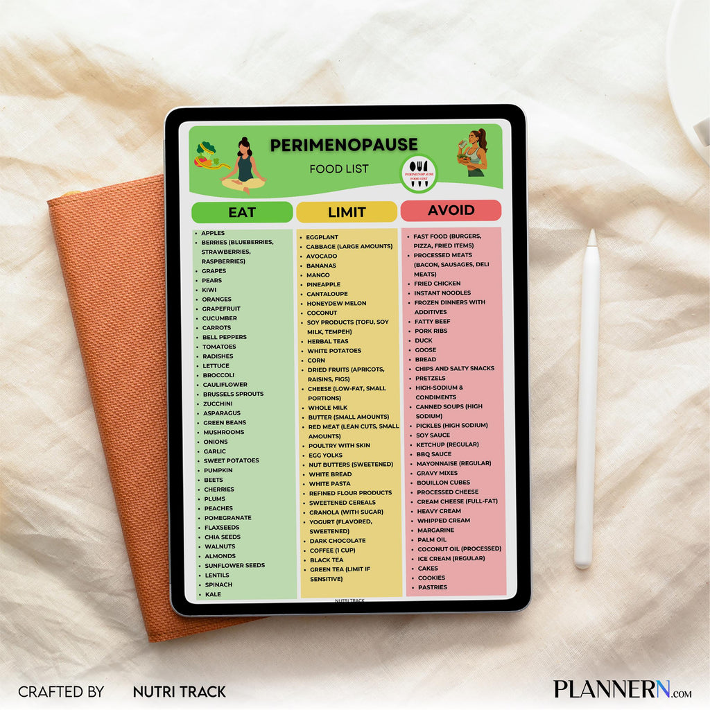 Food List Chart — Perimenopause Food List Printable, Hormone Balance Foods Chart, Low Estrogen Food List, M... | Nutri Track printable