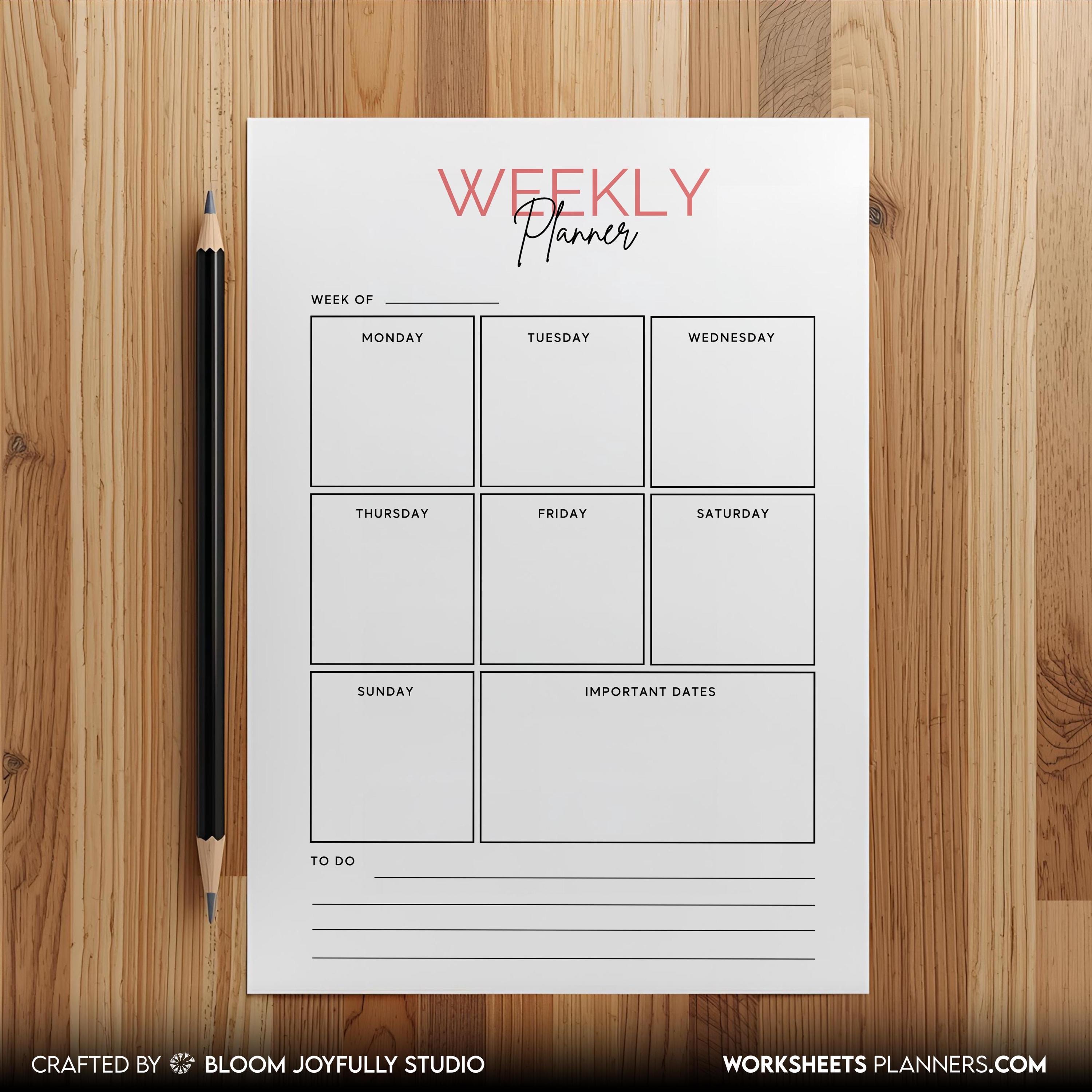 Digital Planner — Weekly Planner PRINTABLE, Weekly To Do List, Weekly Habit Tracker, Weekly Goal Planner, S... | Bloom Joyfully printable