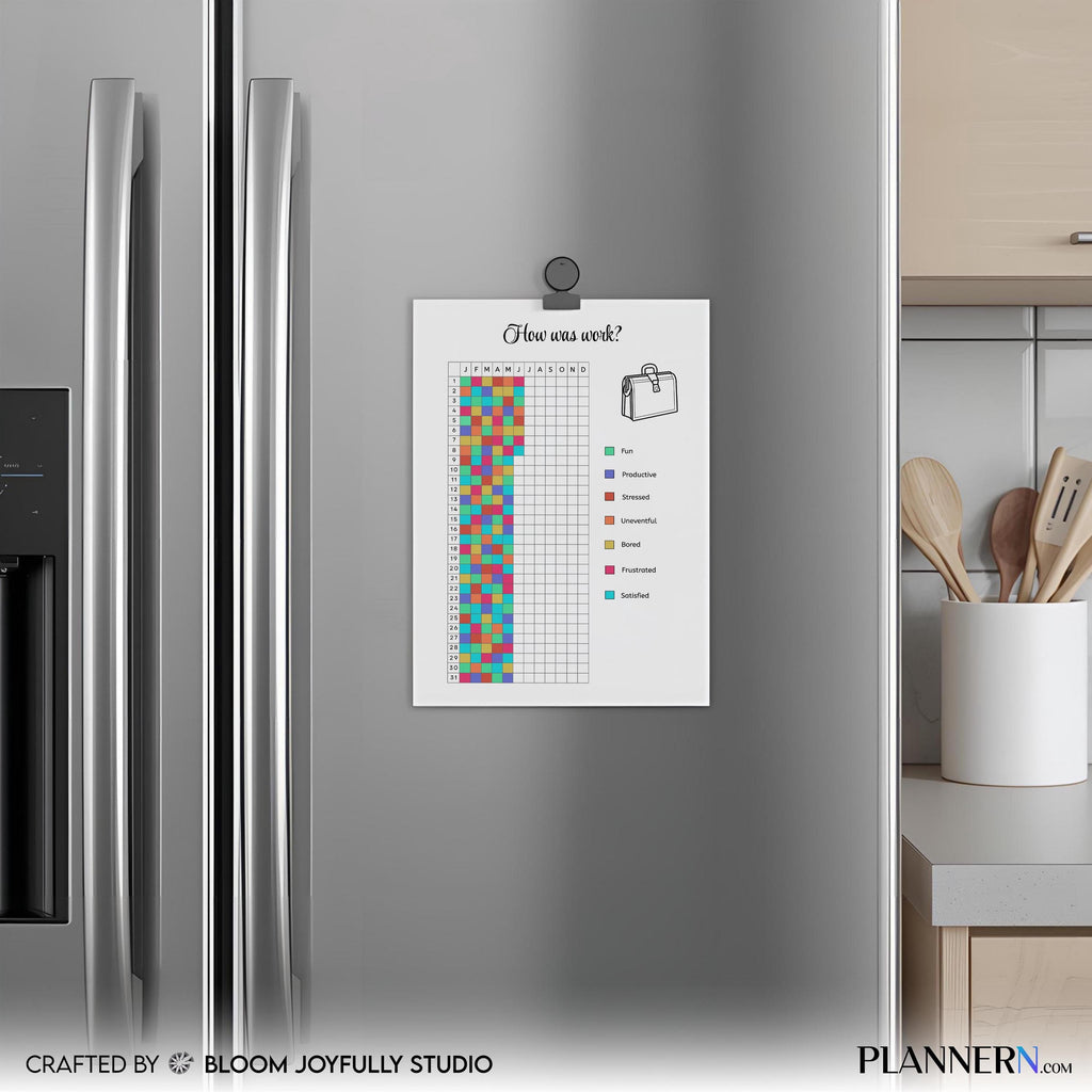 Daily Reflection — How Was Work Tracker PRINTABLE, Yearly Work Reflection Tracker, Mood Tracker, Feelings T... | Mindfulness printable