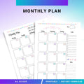 Digital Planner — Monthly Plan Tracker Printable, Monthly Planner PDF, Goal Setting Worksheet, Productivity... | Bloom Joyfully printable