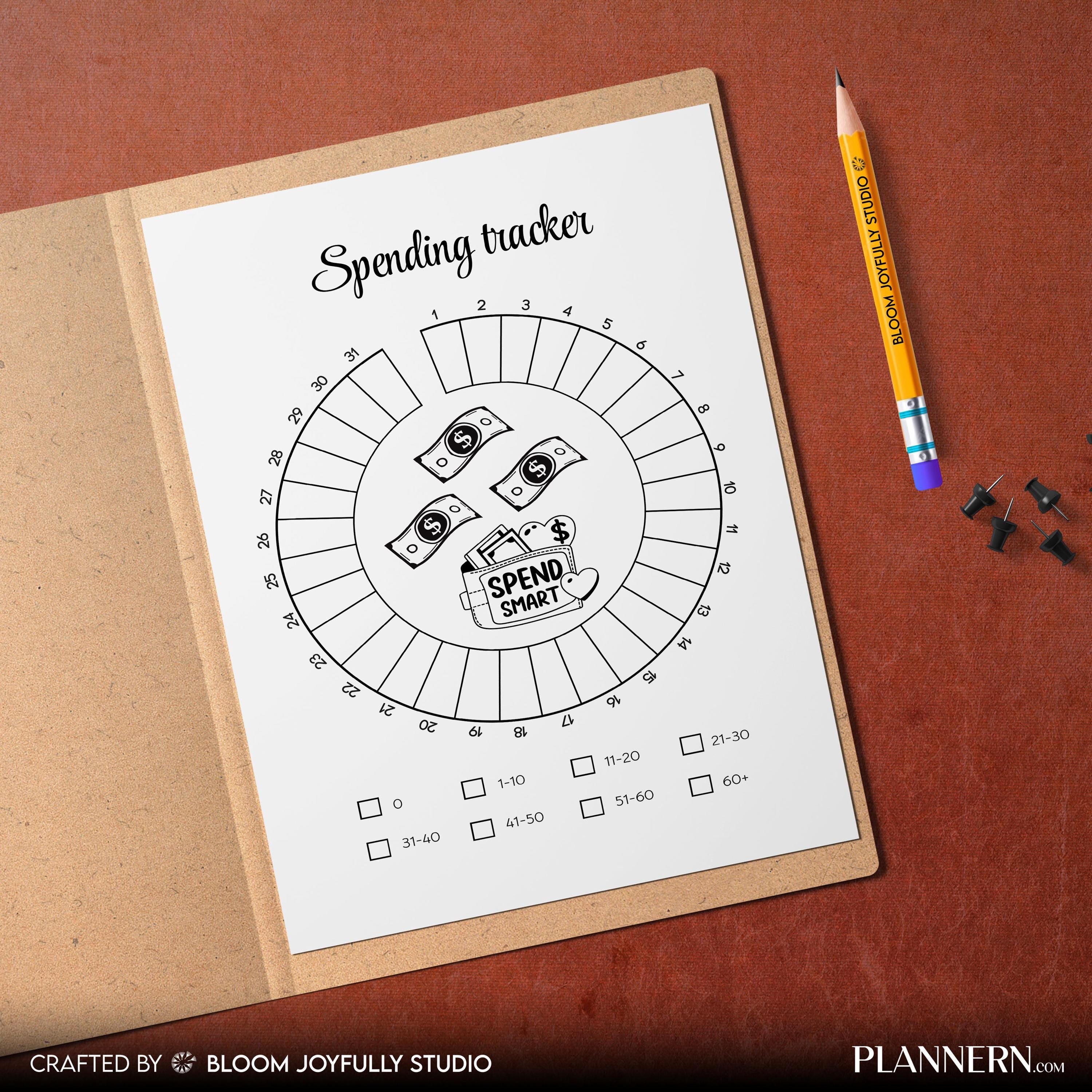 Budget Planner — Spending Tracker PRINTABLE, Daily Spending Tracker, Planner Page, Instant Download, A4, A5 | Bloom Joyfully printable