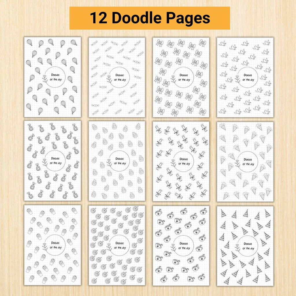 365 Days Drawing — DOODLE of the Day Bundle, Daily Doodle Journal, Creative Doodle of the Day, PRINTABLE Jo... | Mindfulness printable
