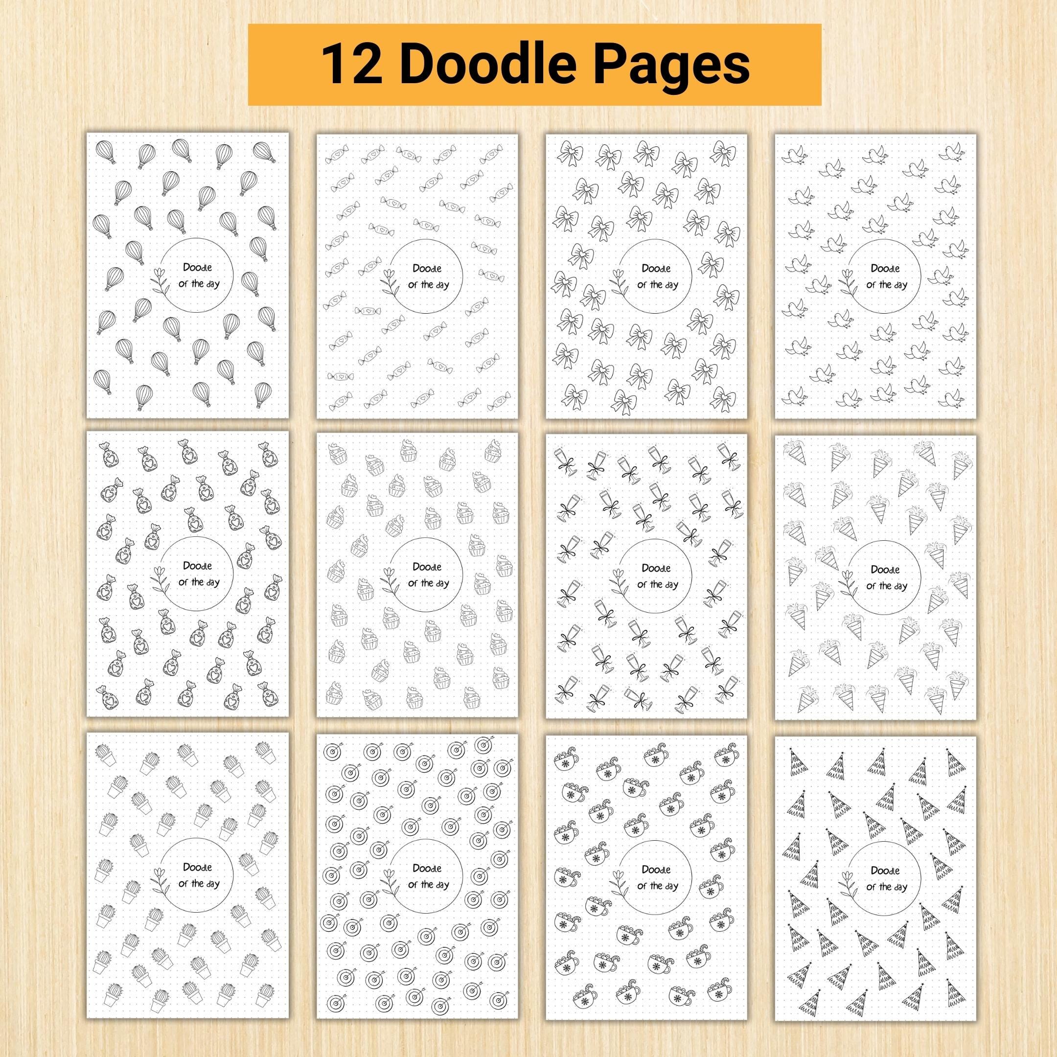 365 Days Drawing — DOODLE of the Day Bundle, Daily Doodle Journal, Creative Doodle of the Day, PRINTABLE Jo... | Mindfulness printable