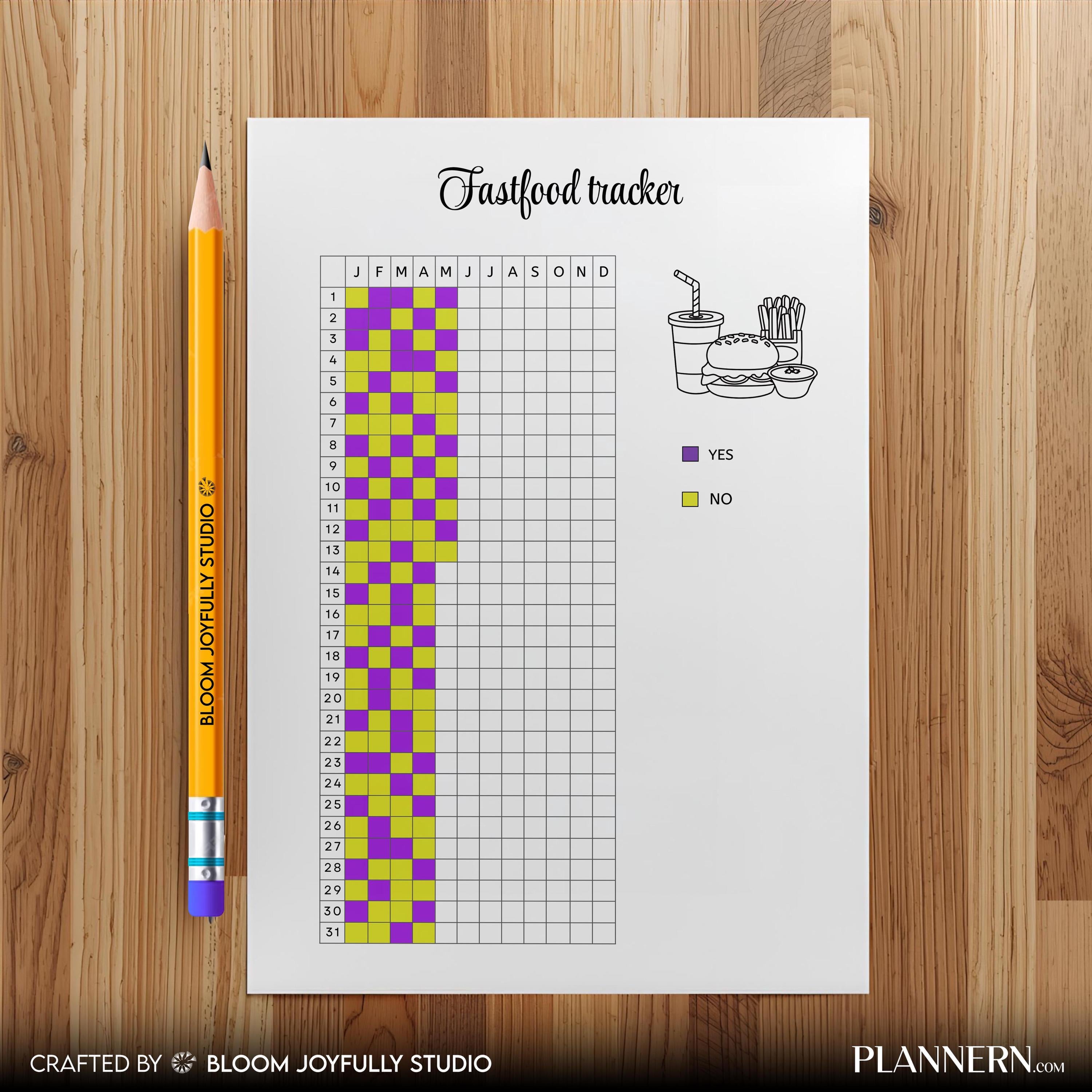 Diet Tracker — Fast Food Tracker PRINTABLE, Junk Food Tracker, Takeout Tracker, Junk Food Log, Daily Food L... | Nutri Track printable