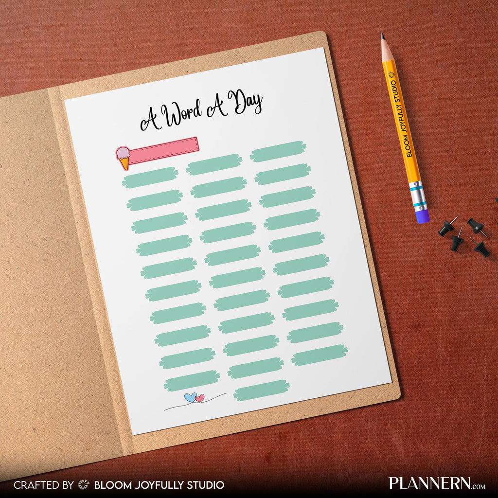 Daily Learning Log — A Word A Day PRINTABLE – Daily Language Tracker, Word of the Day, Daily Word Learning,... | Bloom Joyfully printable