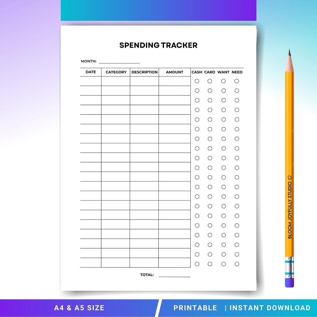Budget Planner — Spending Tracker Printable, Monthly Spending Log & Budget Planner, Minimal Money Tracker, ... | Bloom Joyfully printable