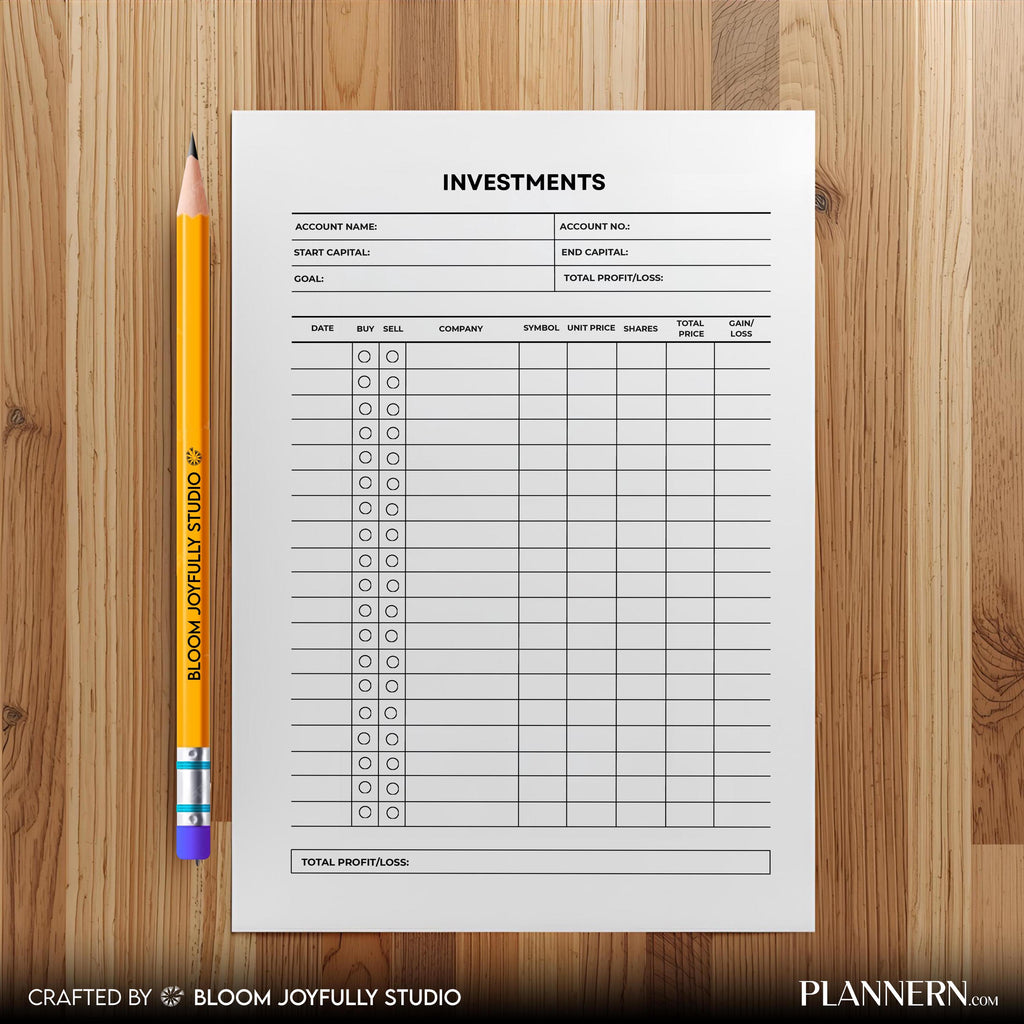 Budget — Investment Tracker PRINTABLE, Money Planner, Investment Portfolio Spreadsheet Finance Planner, Bud... | Bloom Joyfully printable