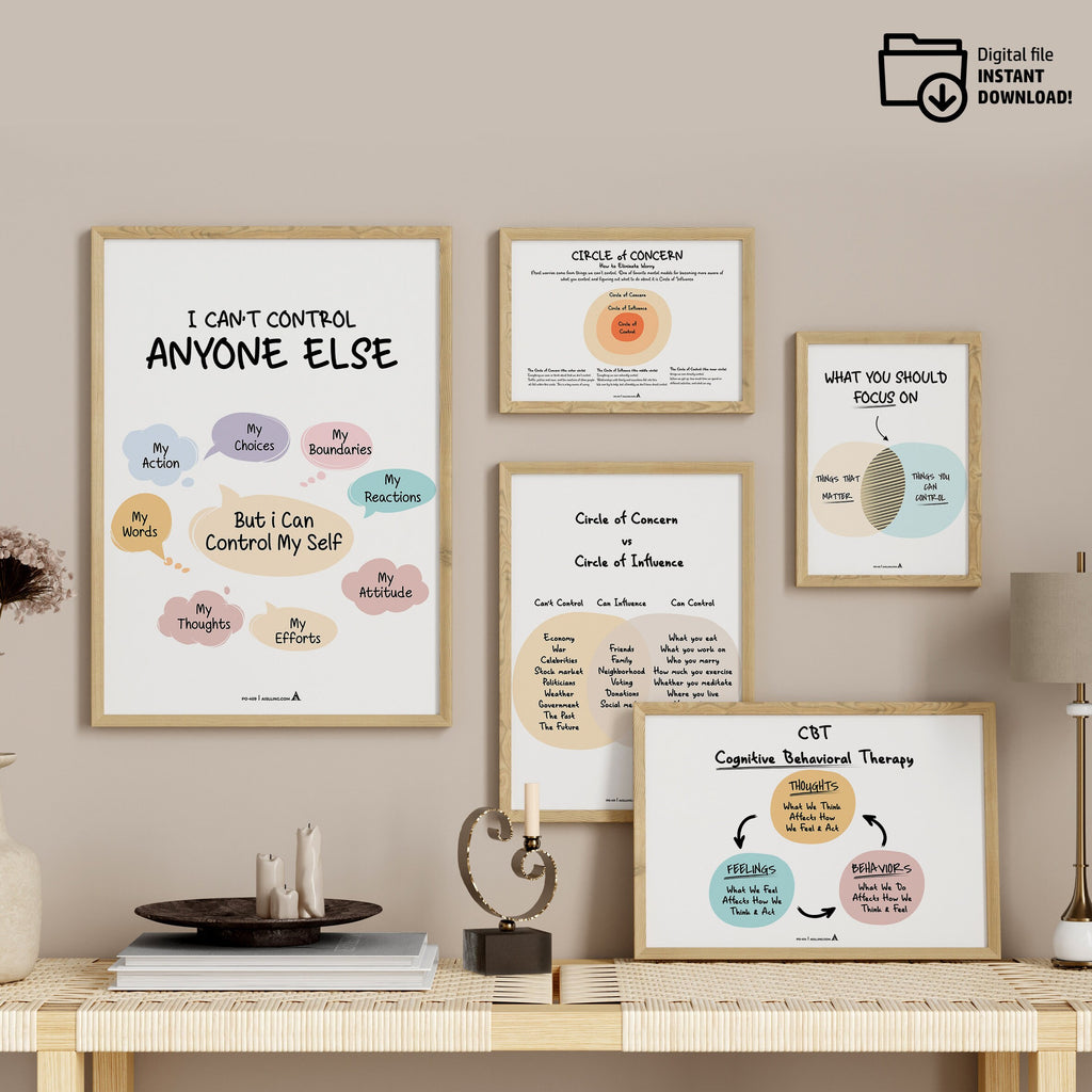 Act — Set of 6 Prints, Grateful Prints, POSTER/CARD, ADHD, Autism, coping skills, mental health, therapeuti... | Mindfulness printable