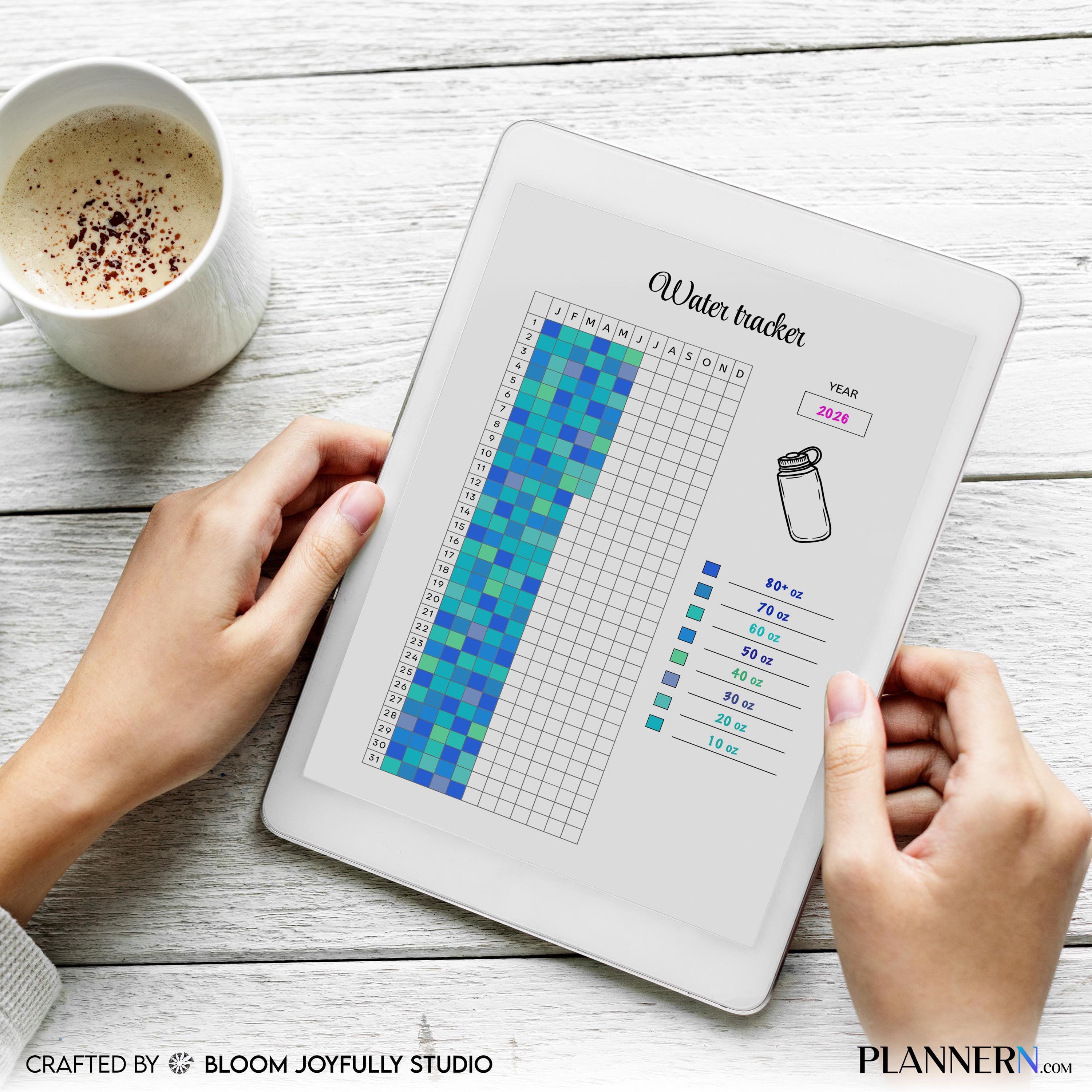 Daily Water Tracker — Water Tracker PRINTABLE, Daily Hydration Log, Yearly Water Tracker, Drink Water Tacke... | Nutri Track printable