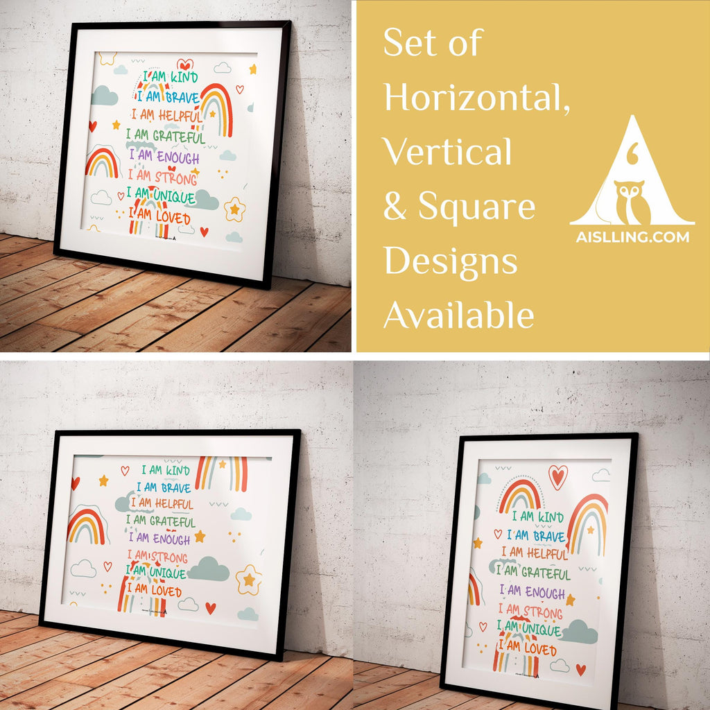 Calming Kit — inspirational quote I am Kind Smart Brave wall art positive affirmations digital prints empow... | Mindfulness printable