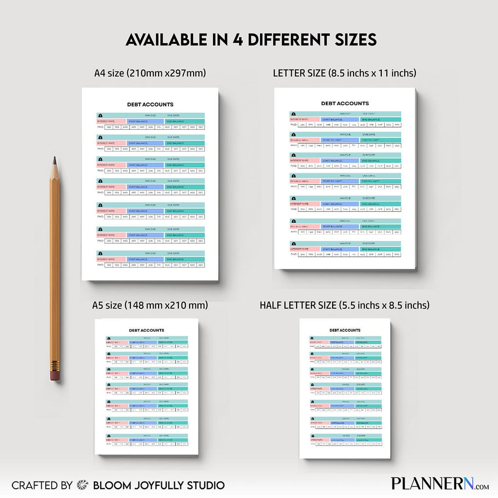 Bill Payment Tracker — Debt Tracker PRINTABLE, Monthly Debt Payment Log, Bill & Loan Payoff Planner, Budget... | Bloom Joyfully printable