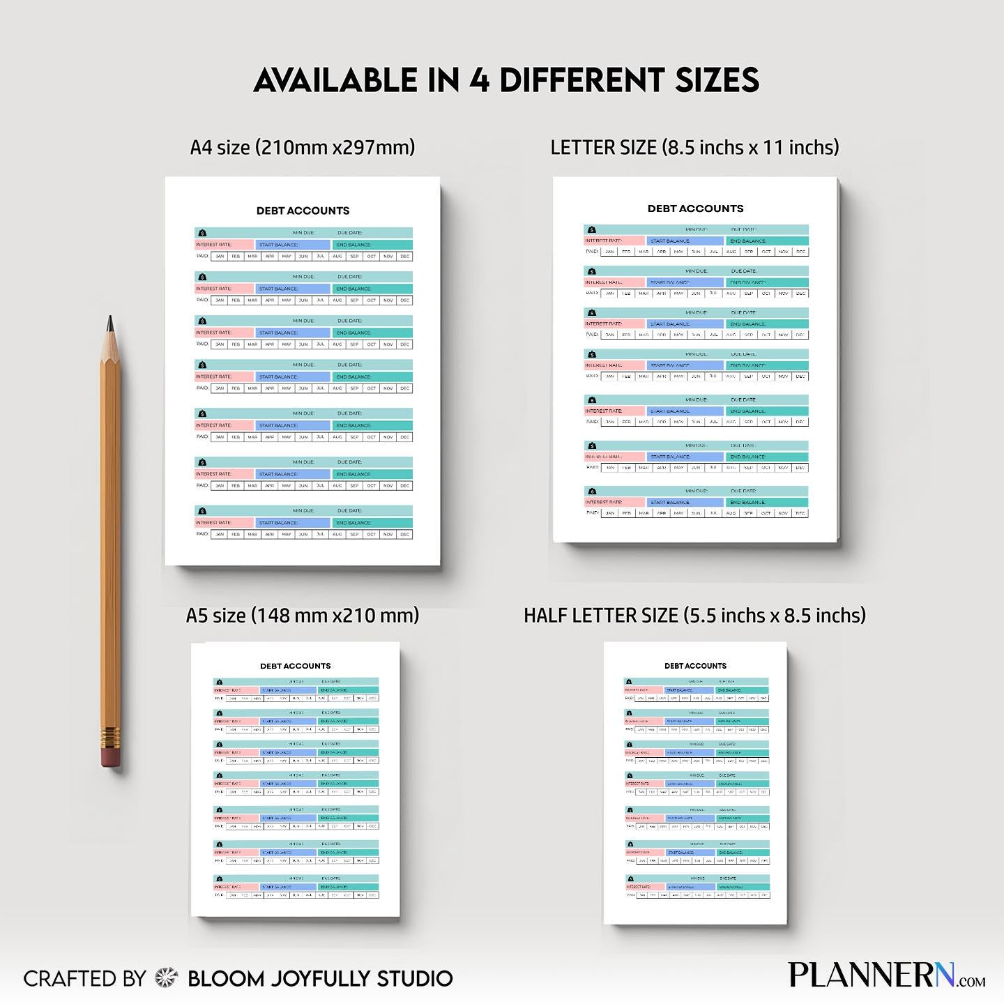Bill Payment Tracker — Debt Tracker PRINTABLE, Monthly Debt Payment Log, Bill & Loan Payoff Planner, Budget... | Bloom Joyfully printable
