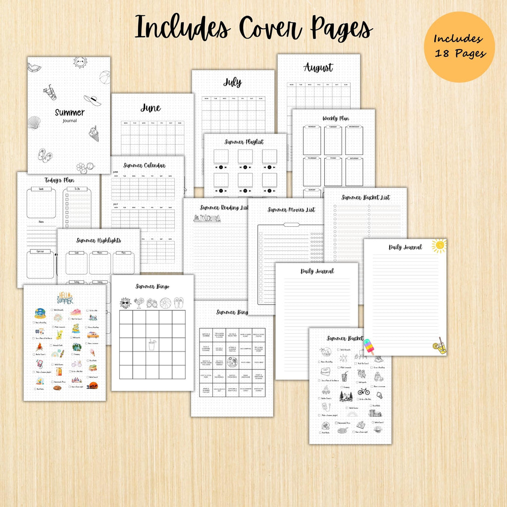 Daily Planner — Summer Journal Bundle, 18 Journal Pages, Summer Tracker Bundle, Summer Bucket List, PRINTAB... | Bloom Joyfully printable