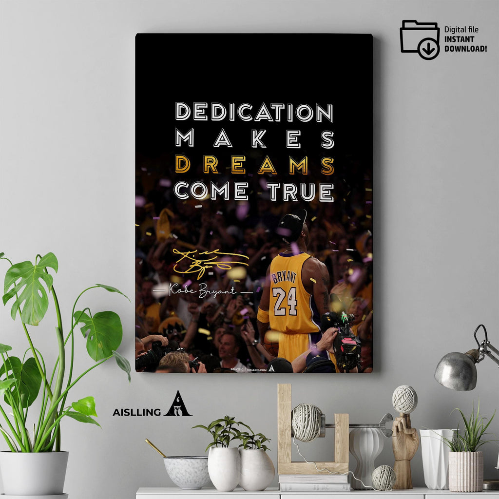 Kobe Bryant Mamba Mentality Quotes, NBA Sports, Printable NBA Poster, Teenager kid basketball gift, NBA poster,  Basketball Black Mamba-475C