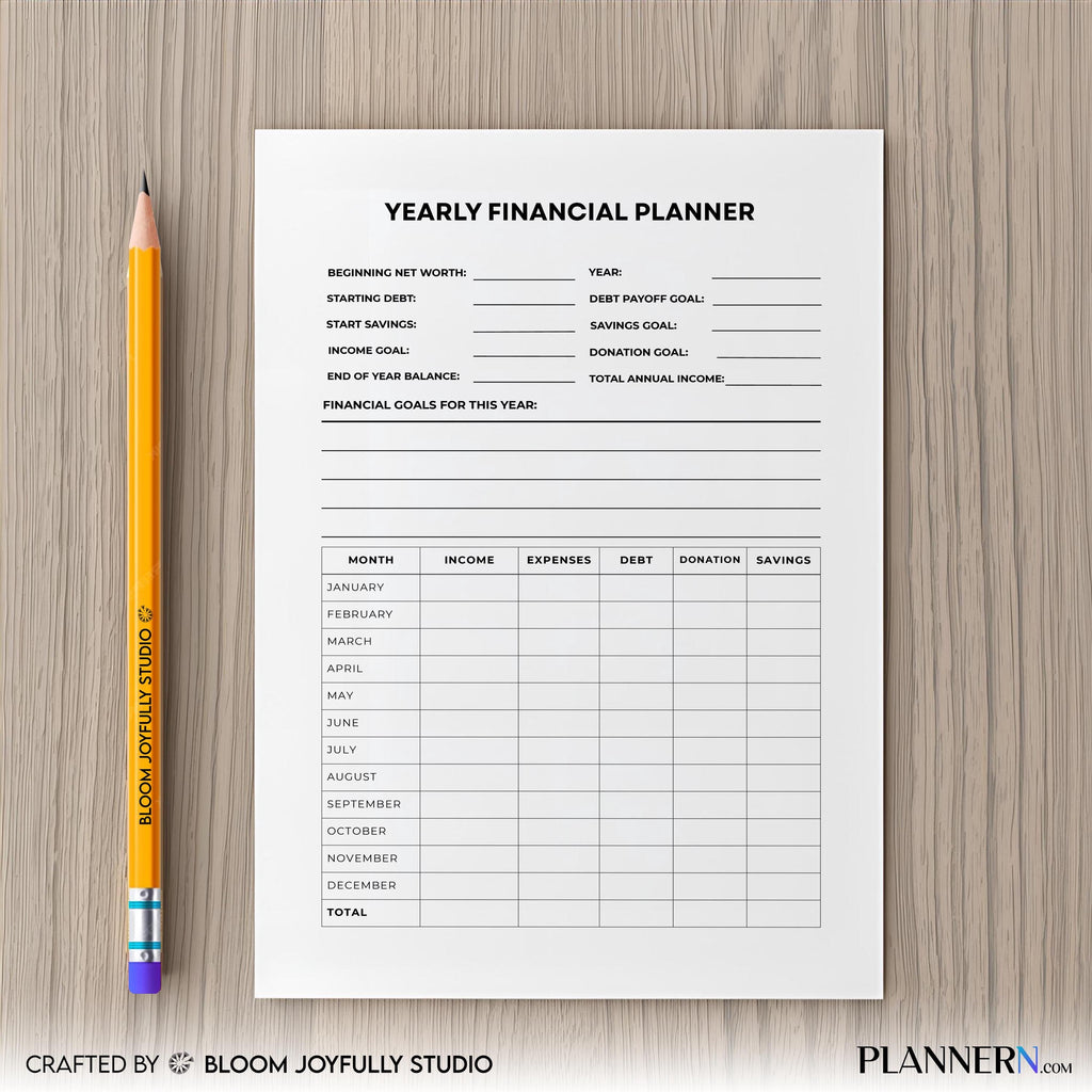 Annual Budget — Yearly Financial Planner PRINTABLE, Annual Budget and Expense and Savings Planner, Minimal ... | Bloom Joyfully printable