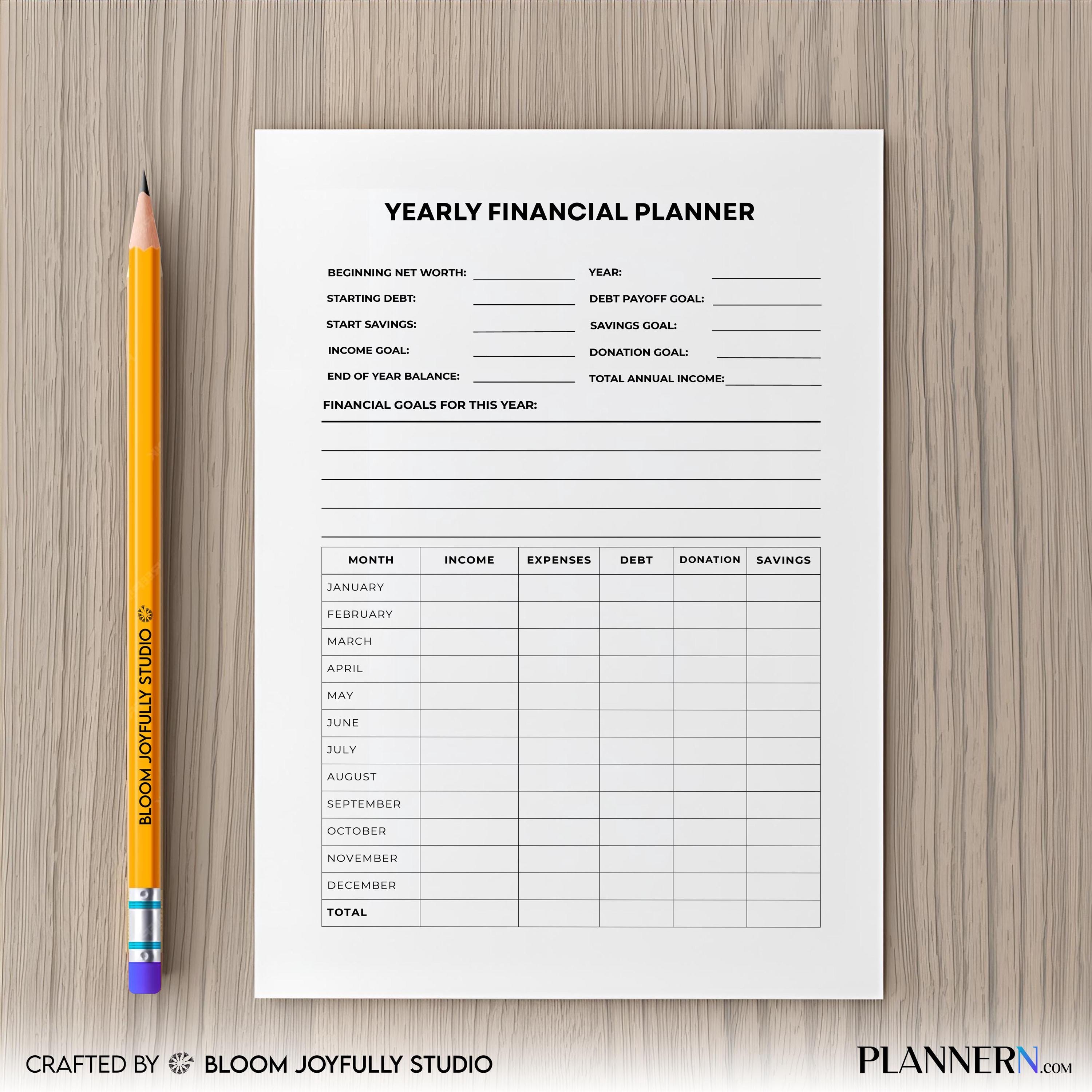 Annual Budget — Yearly Financial Planner PRINTABLE, Annual Budget and Expense and Savings Planner, Minimal ... | Bloom Joyfully printable