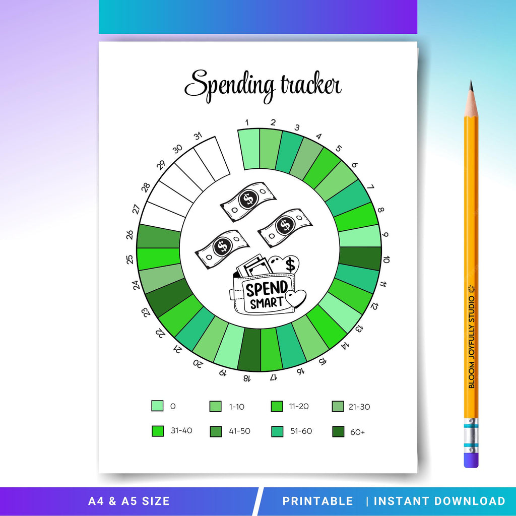 Budget Planner — Spending Tracker PRINTABLE, Daily Spending Tracker, Planner Page, Instant Download, A4, A5 | Bloom Joyfully printable