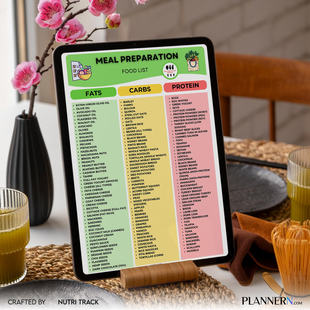 Meal Prep Food List Printable, Healthy Meal Planning Guide, Health Meal Prep Grocery Shopping, Weekly Prep ... | Nutri Track printable