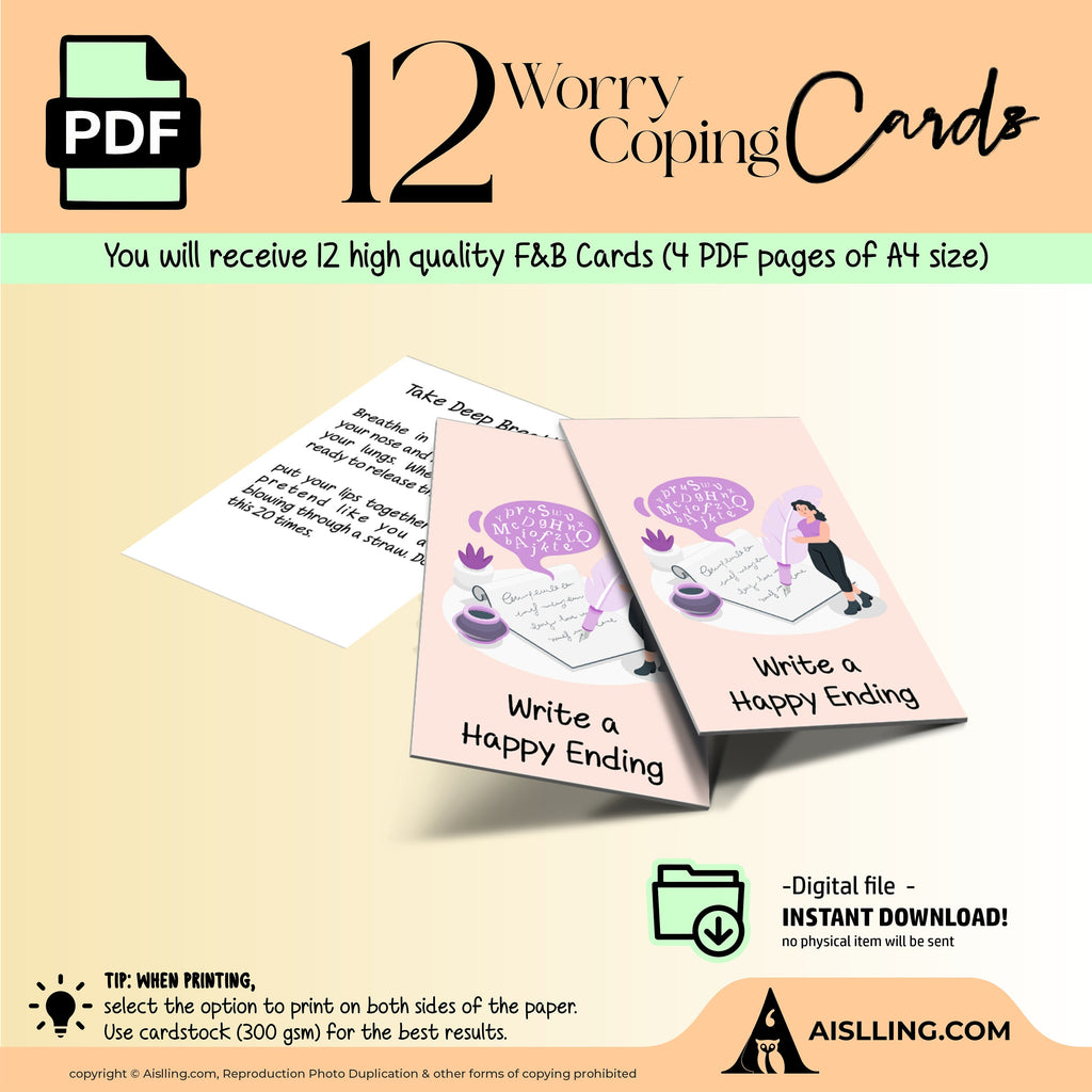 Adhd Worksheets — Worry Coping Cards Therapy Tools Mindfulness Cards Therapy Office Decor Social Psychology... | Mindfulness printable