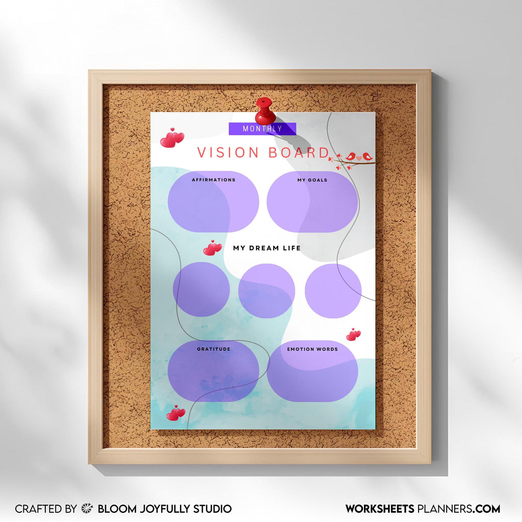 2026 Goals — 2026 Monthly VISION BOARD, Goals, Affirmations, Emotions, Dream Life, Gratitude, Printable PDF... | Mindfulness printable