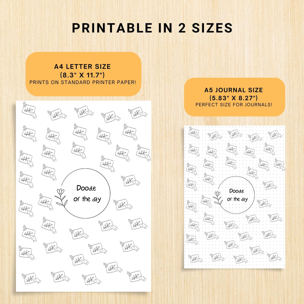365 Days Drawing — DOODLE of the Day Bundle, Daily Doodle Journal, Creative Doodle of the Day, PRINTABLE Jo... | Mindfulness printable