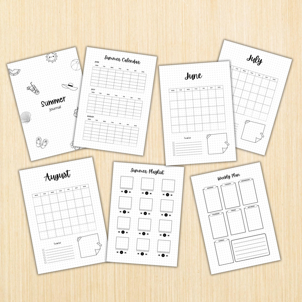 Daily Planner — Summer Journal Bundle, 18 Journal Pages, Summer Tracker Bundle, Summer Bucket List, PRINTAB... | Bloom Joyfully printable