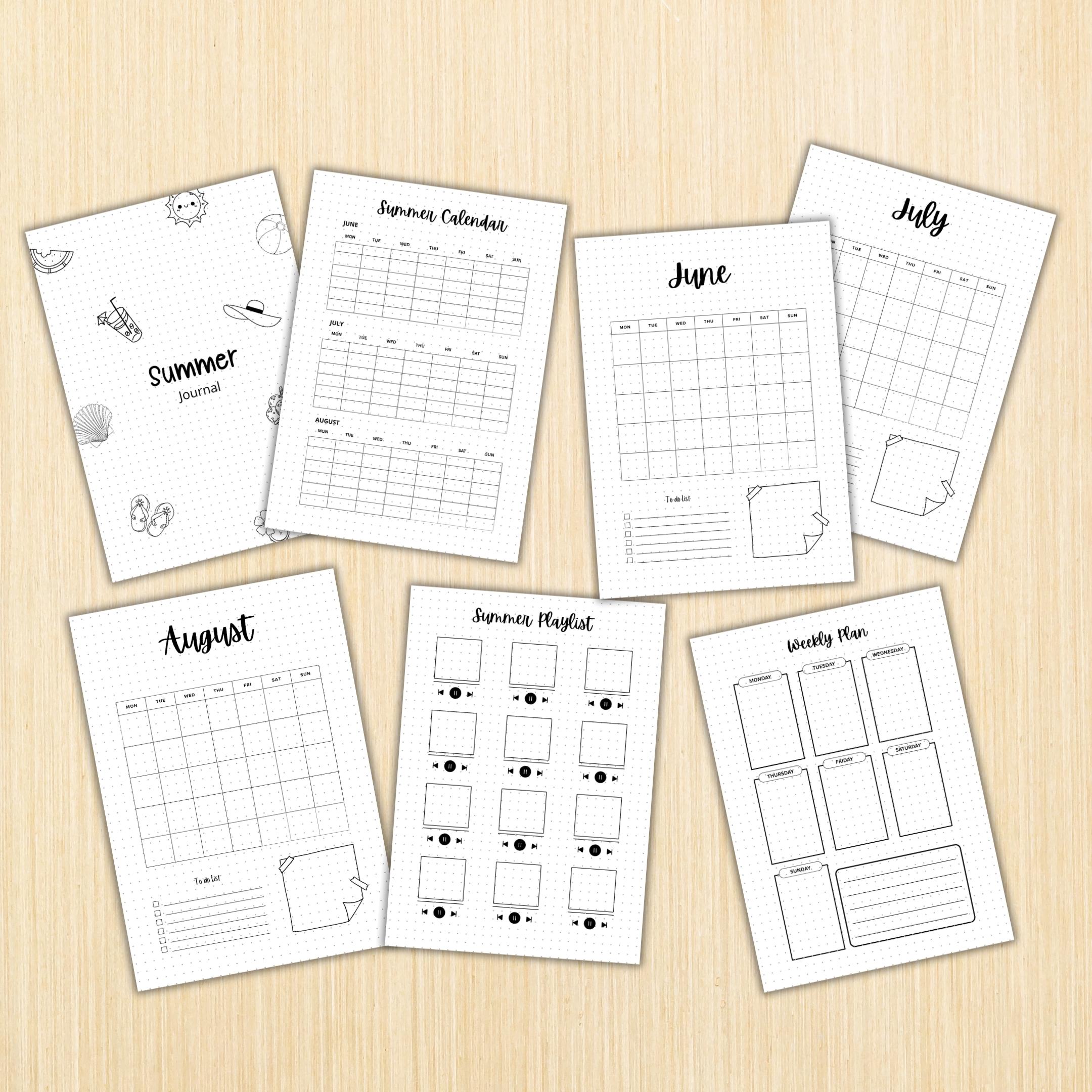 Daily Planner — Summer Journal Bundle, 18 Journal Pages, Summer Tracker Bundle, Summer Bucket List, PRINTAB... | Bloom Joyfully printable