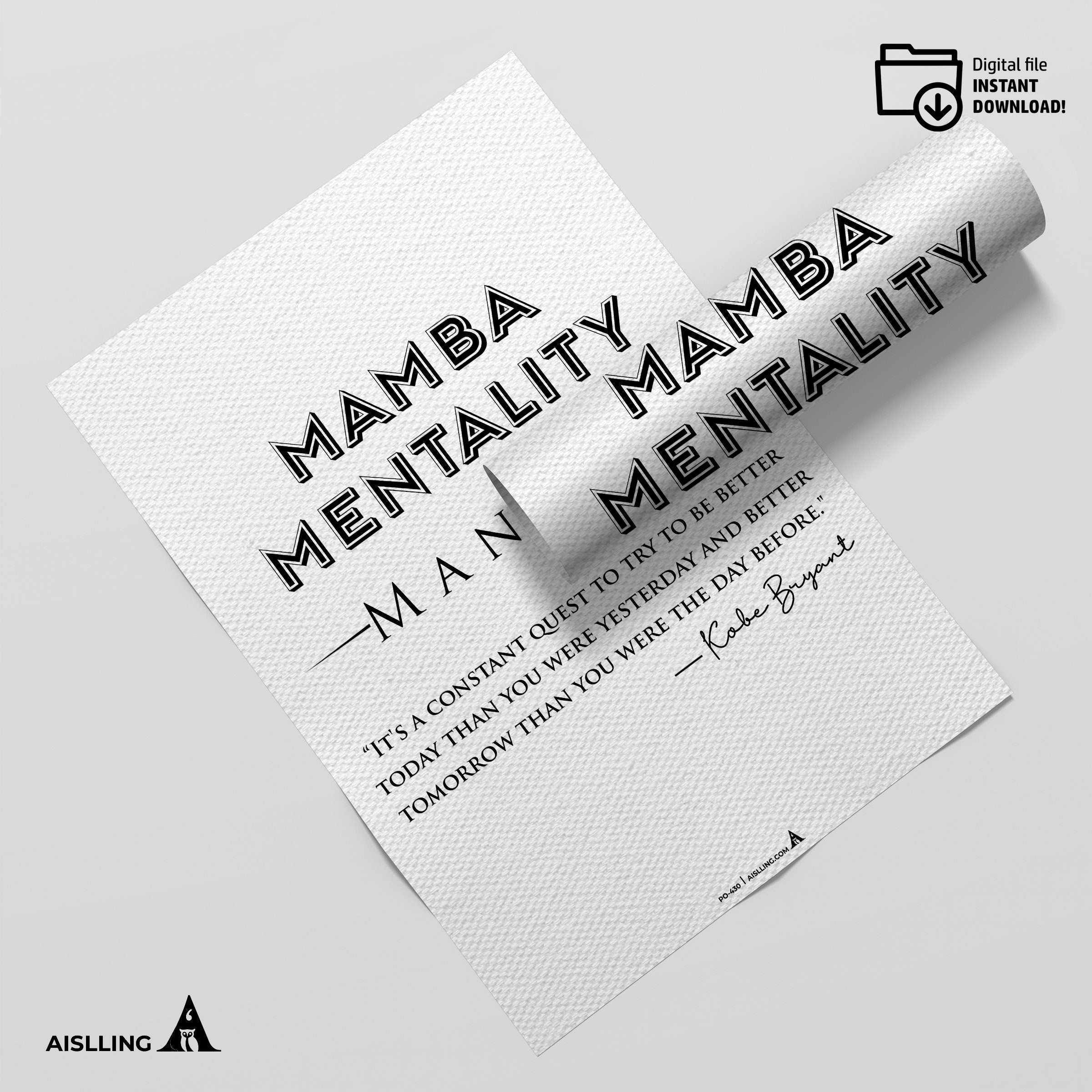 Aislling — Kobe Bryant Mamba Mentality Definition Posters, NBA Black Mamba Basketball Mindset Printable Wal... | Aislling printable