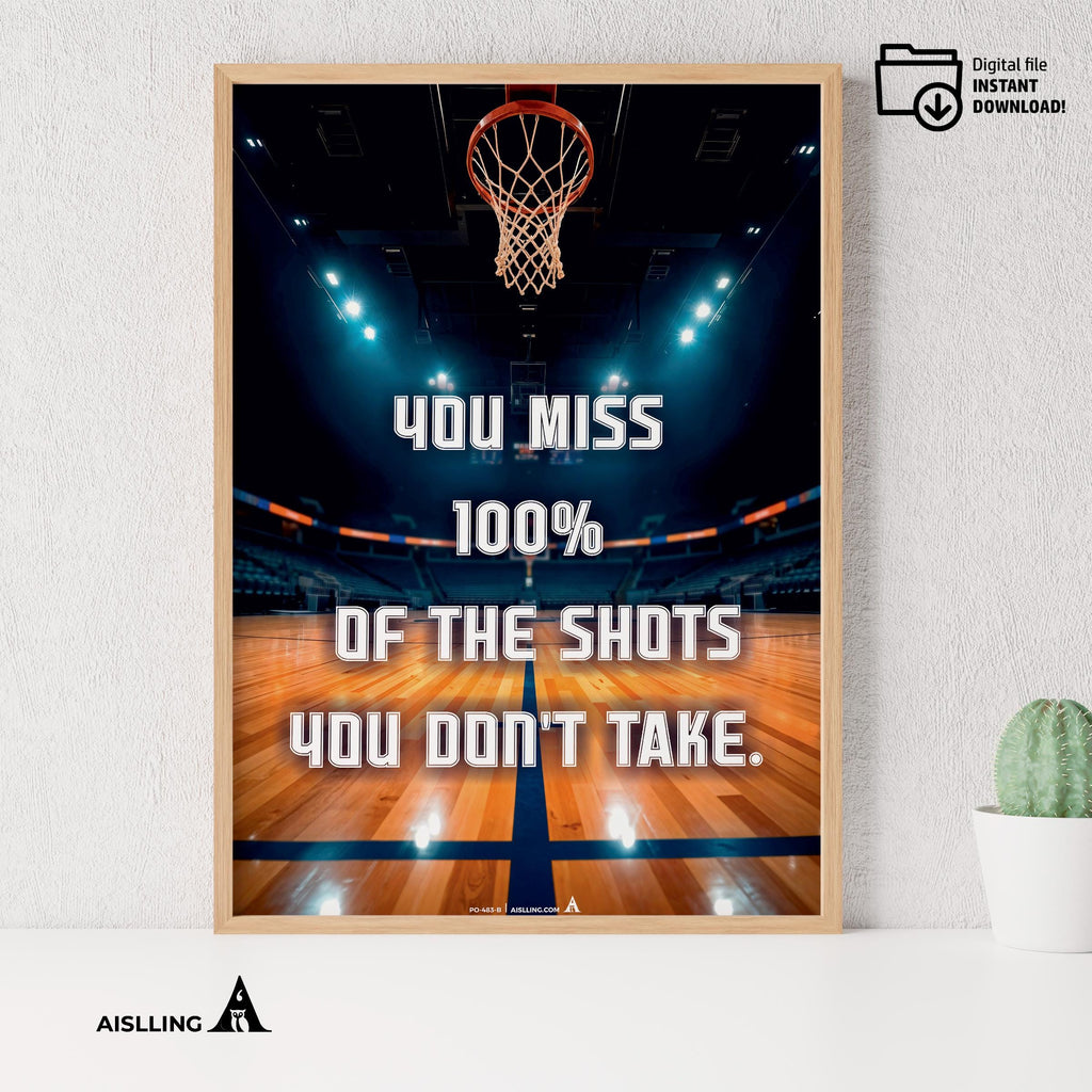 Basketball Art — Michael Jordan Inspirational Quote Poster: Basketball Legend Art (Digital Download) | Aislling printable
