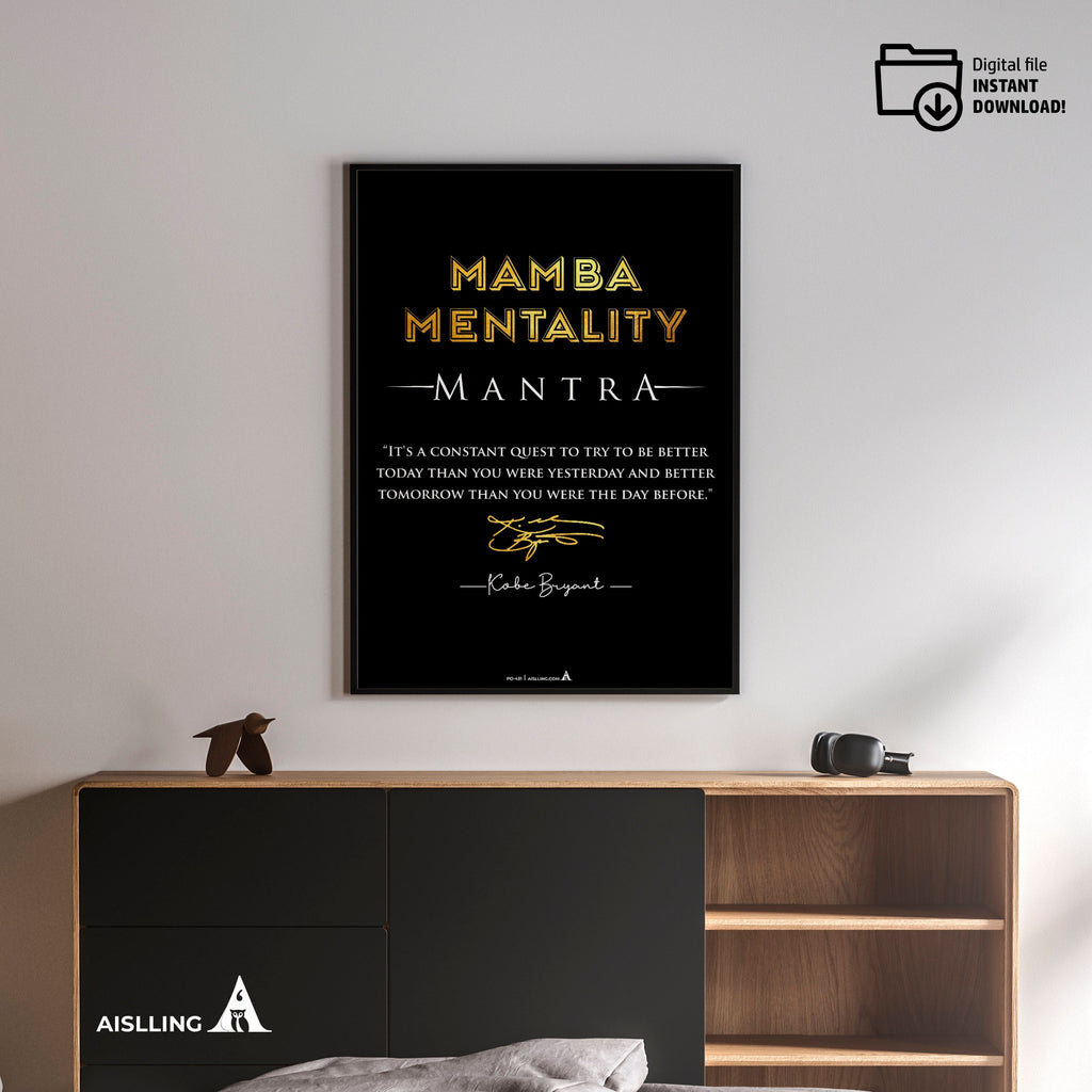 Aislling — Minimalist Mamba Mentality Quote, Kobe Bryant Mamba Mentality Definition Posters, NBA Black Mamb... | Aislling printable